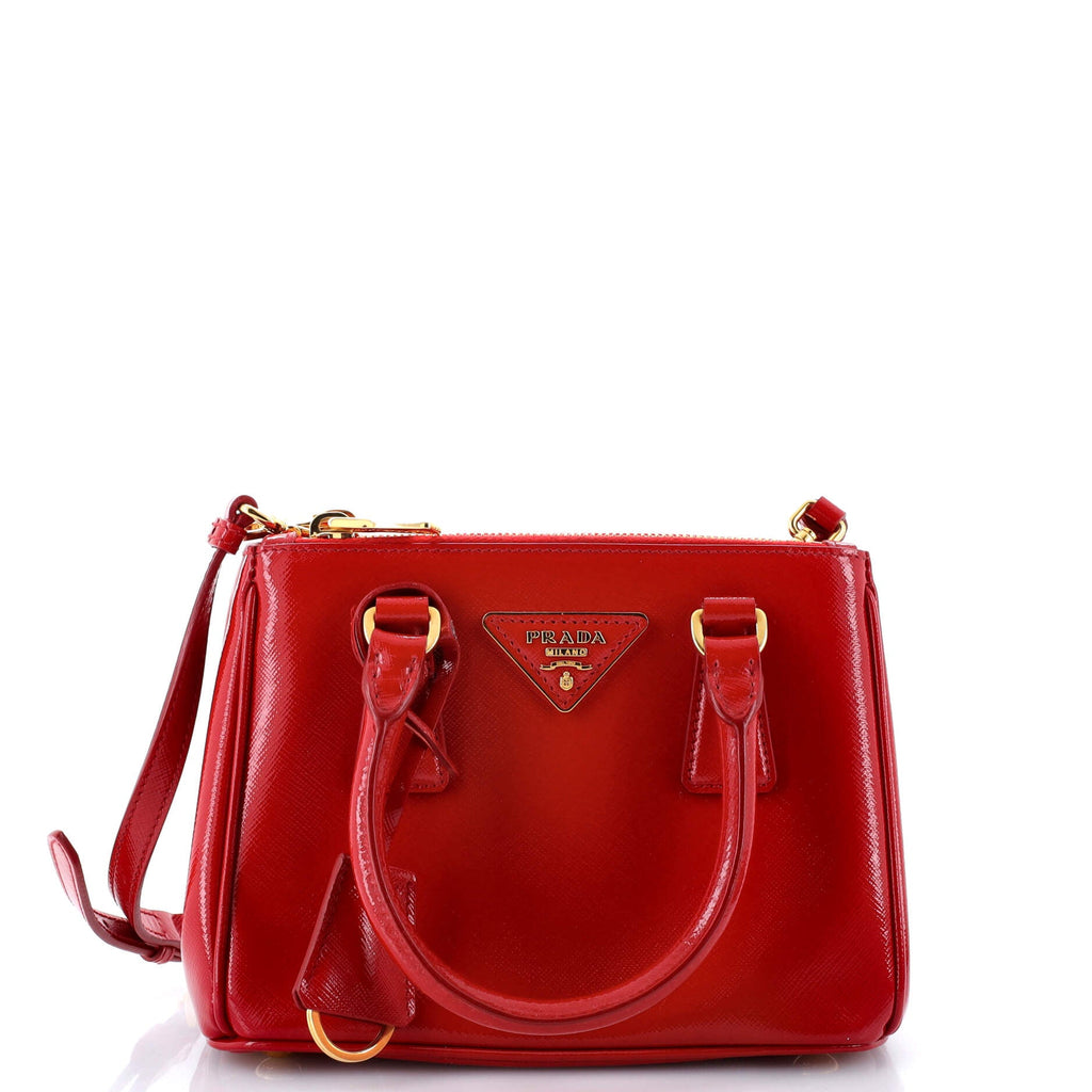 Galleria Double Zip Tote Vernice Saffiano Leather Mini