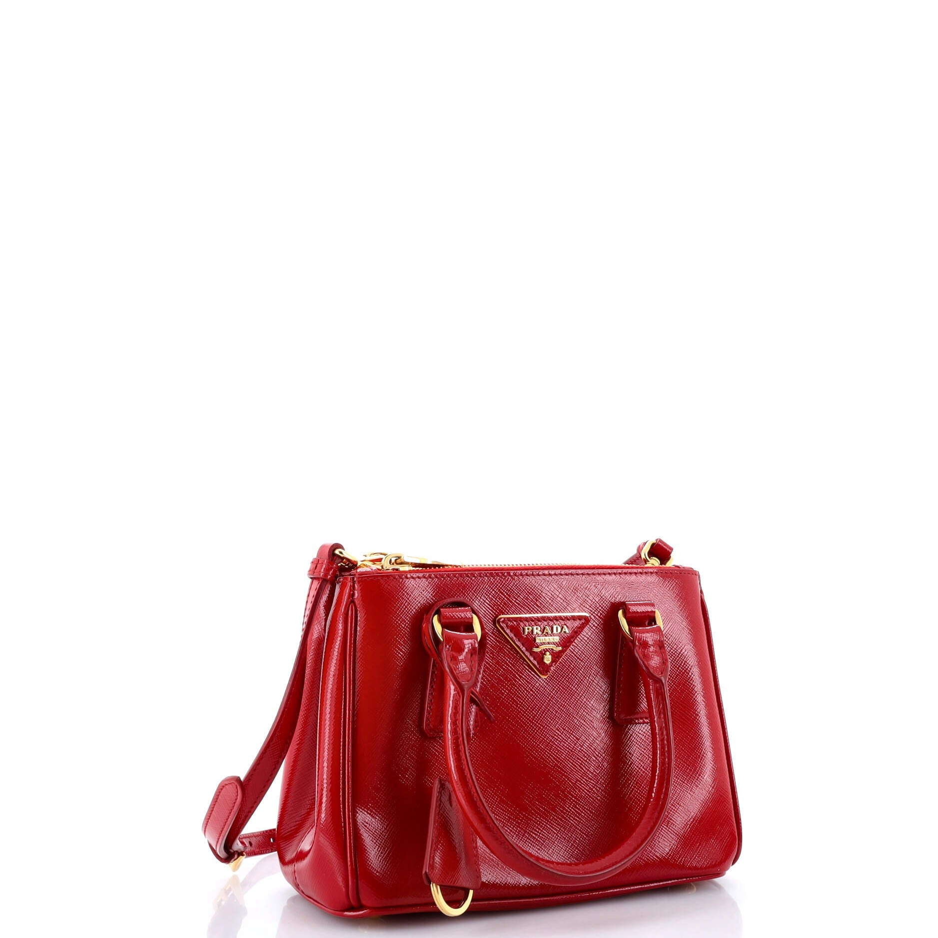 Galleria Double Zip Tote Vernice Saffiano Leather Mini