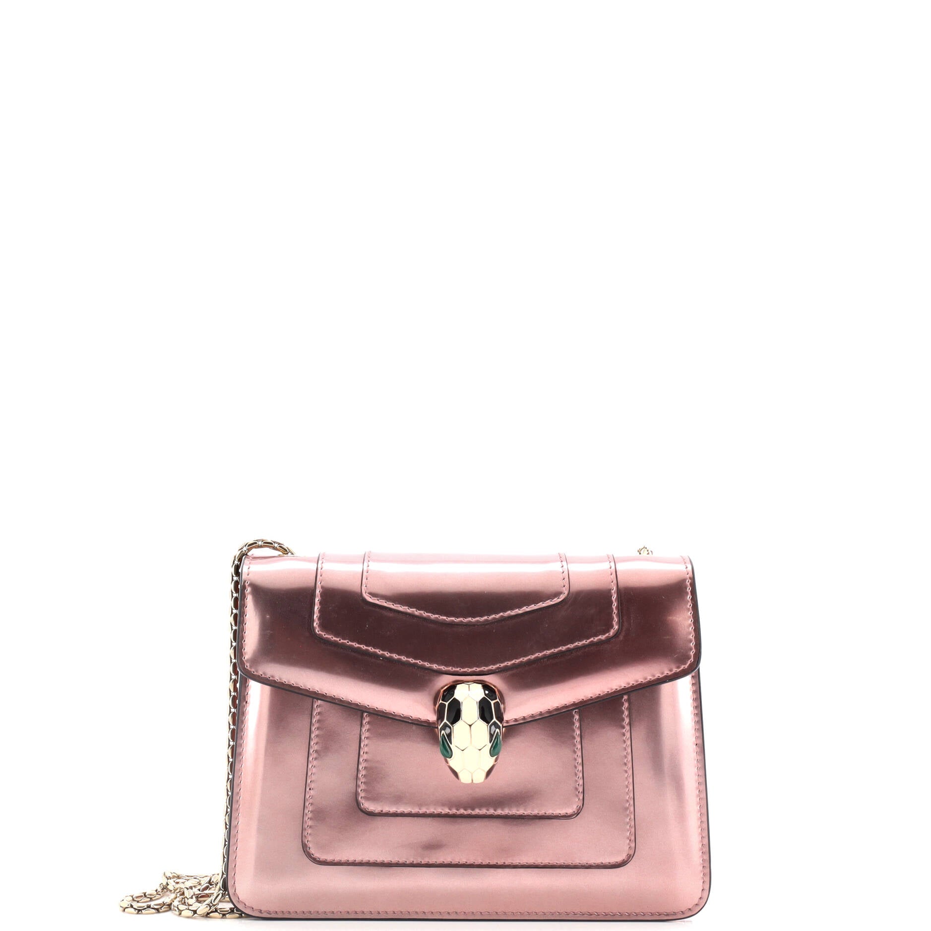Serpenti Forever Square Shoulder Bag Metallic Leather Small