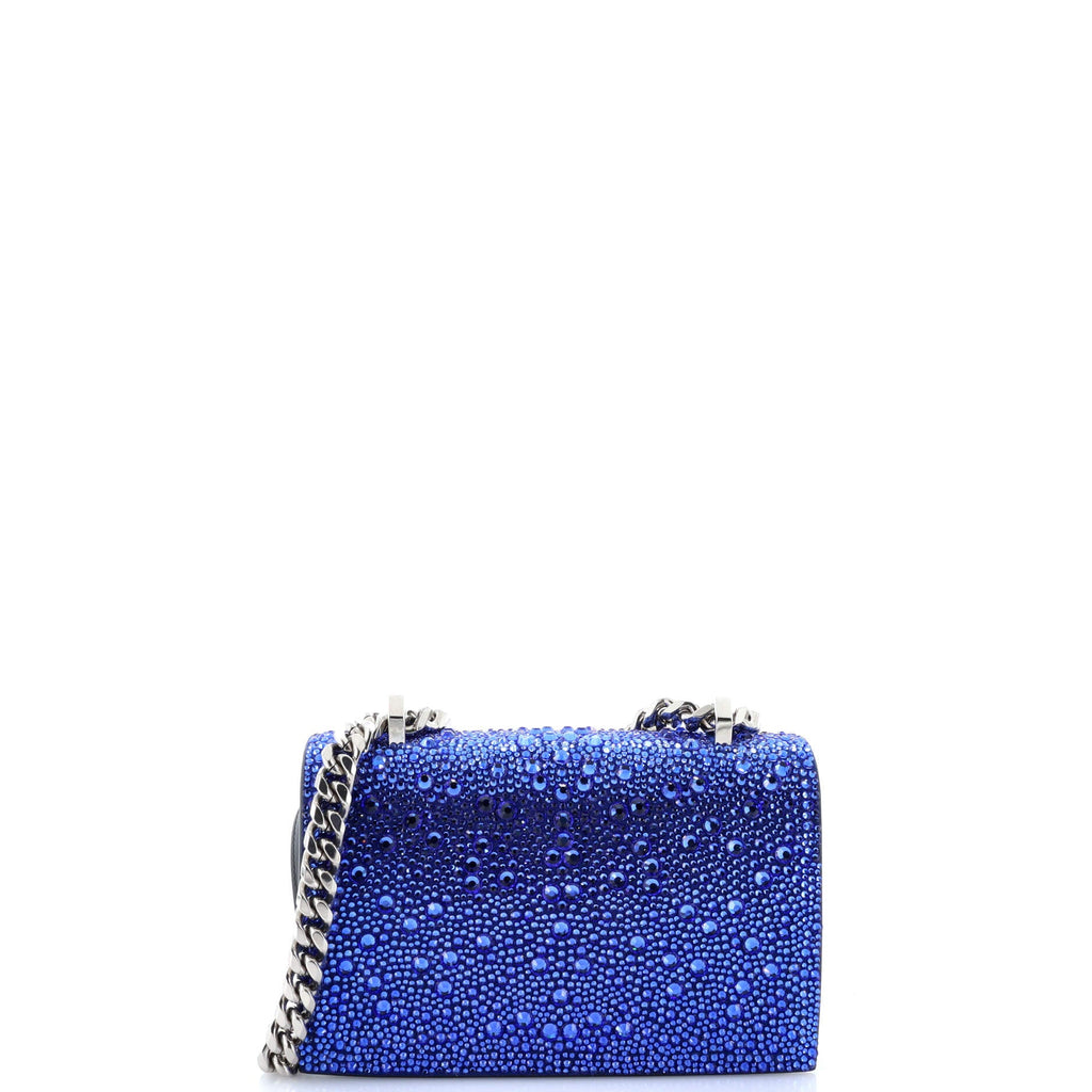 Jewelled Flap Satchel Crystal Embellished Studded Leather Mini