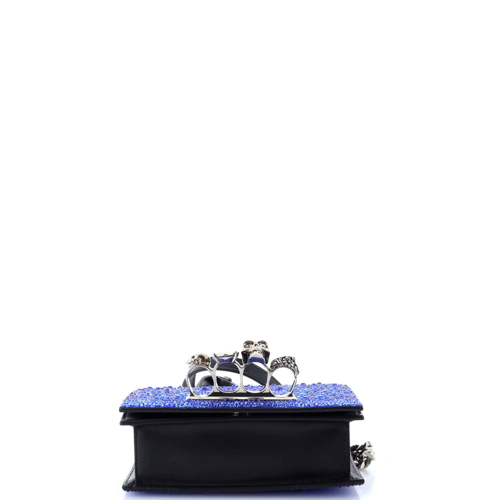 Jewelled Flap Satchel Crystal Embellished Studded Leather Mini