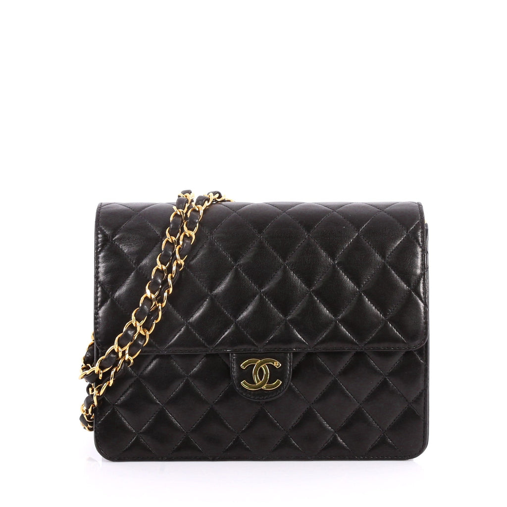 Vintage Clutch with Chain Quilted Leather Small