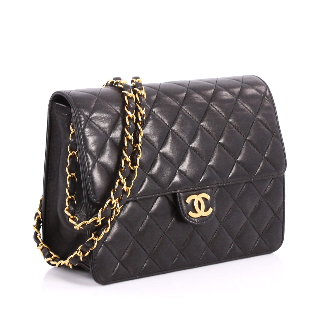 Vintage Clutch with Chain Quilted Leather Small