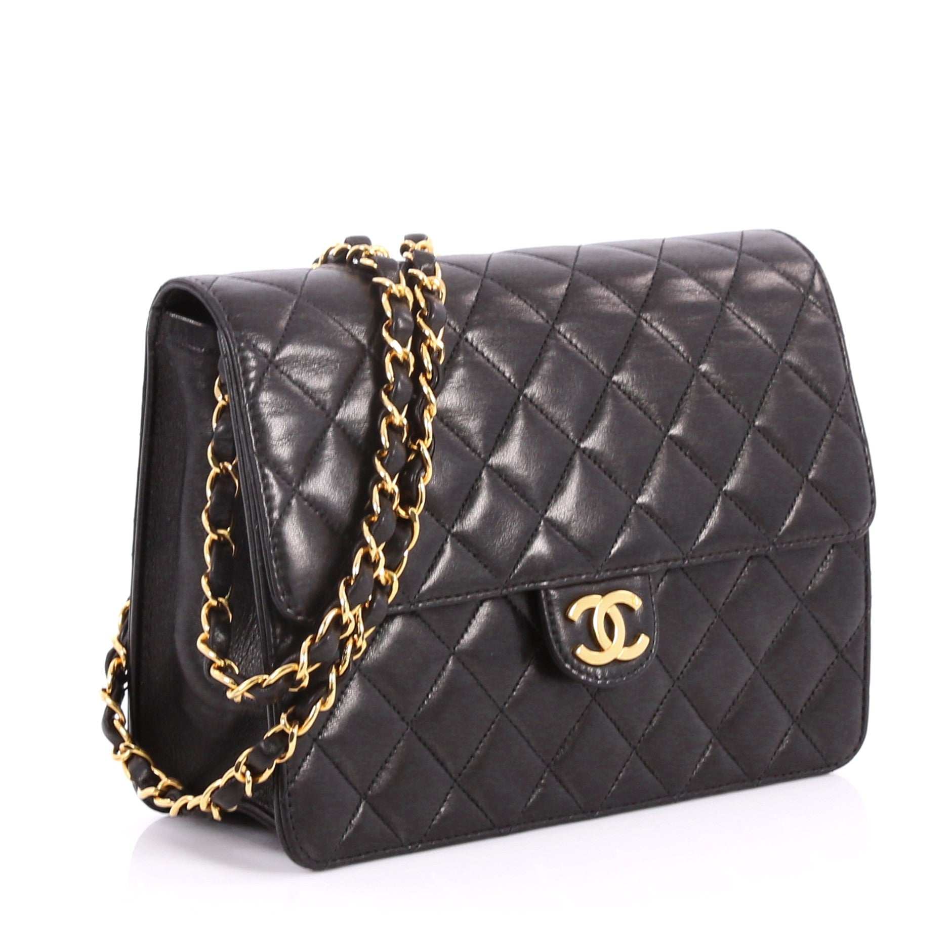 Vintage Clutch with Chain Quilted Leather Small
