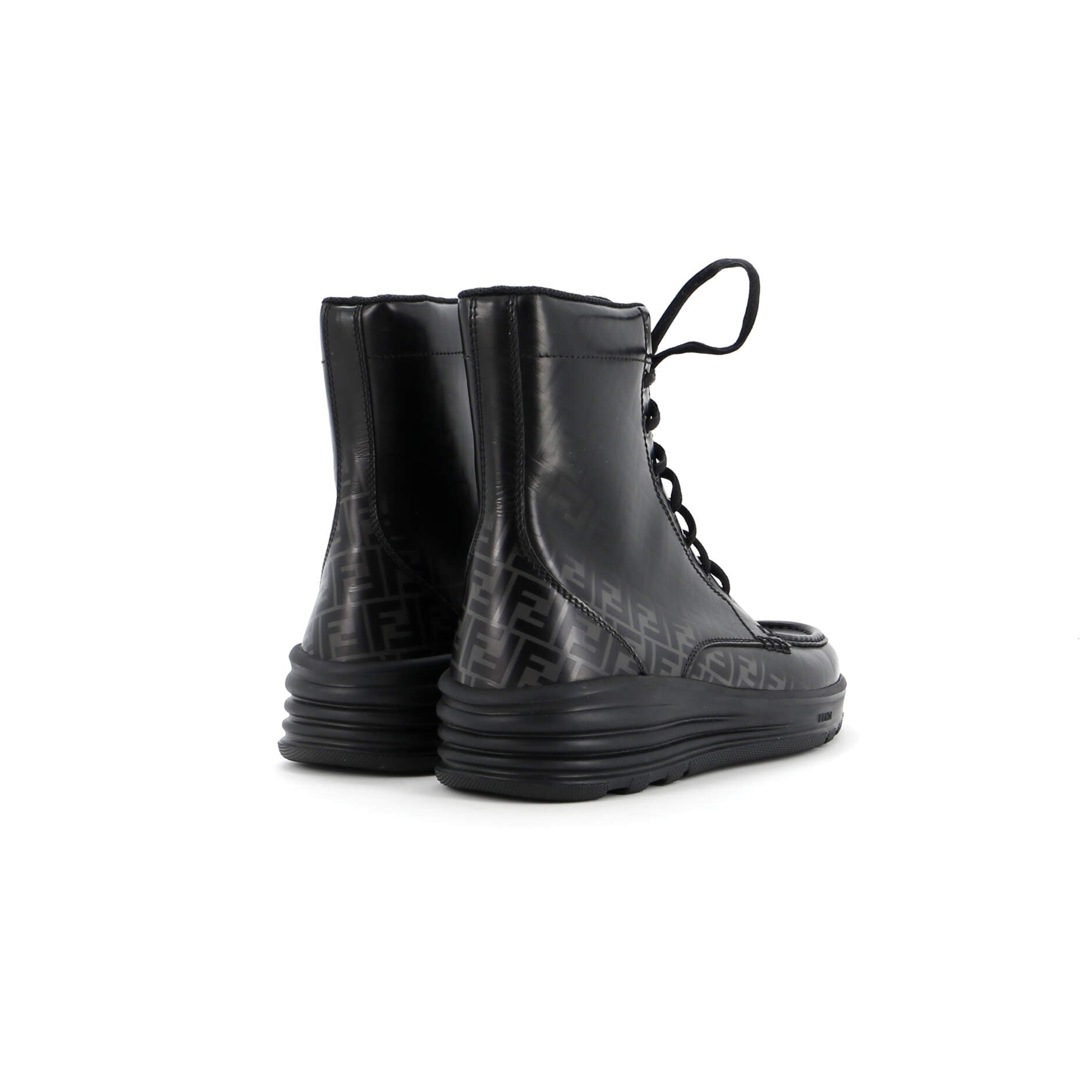 Men's Faded FF Lace Up Ankle Boots Leather