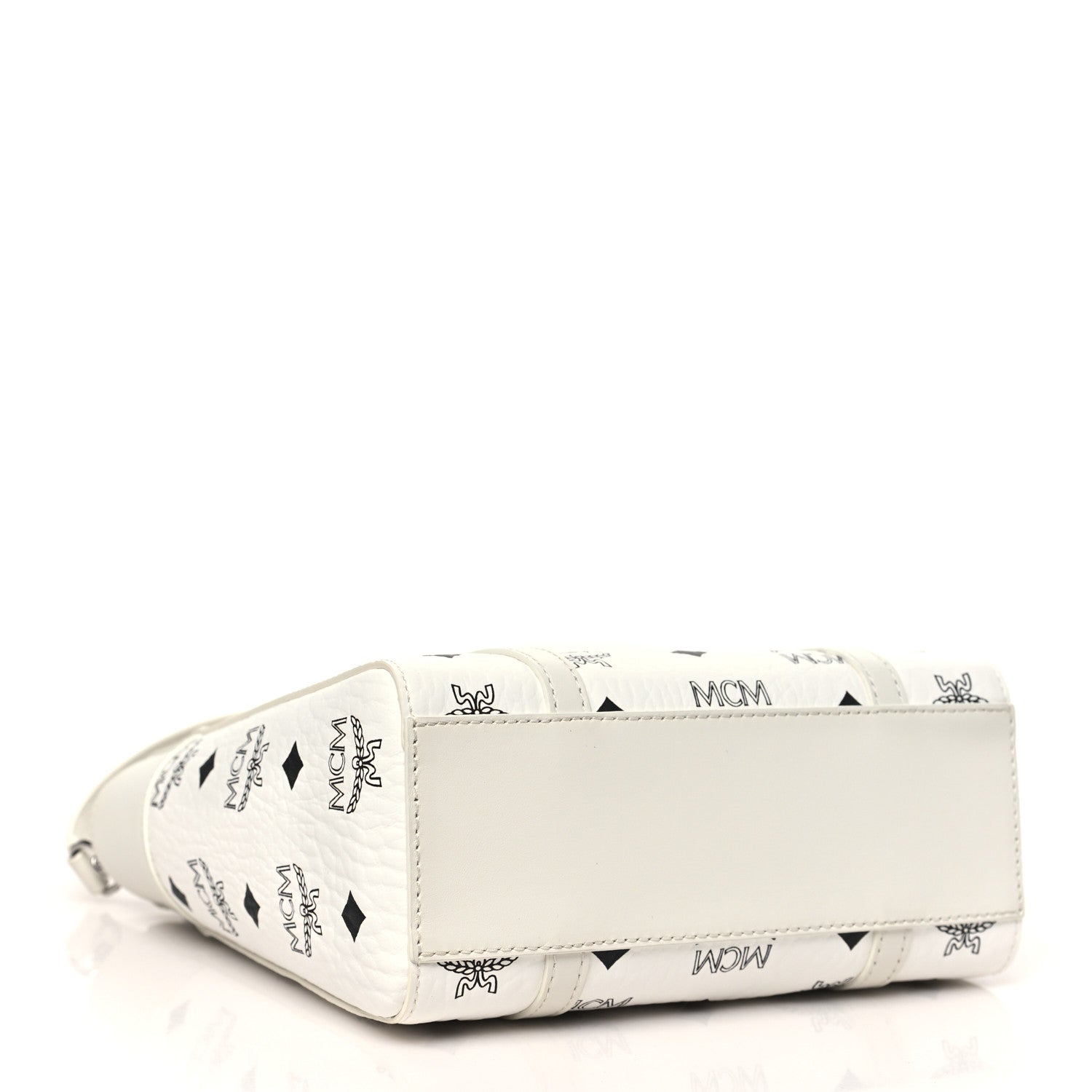 Visetos Nappa Mini Toni Top Zip Shopper Tote White