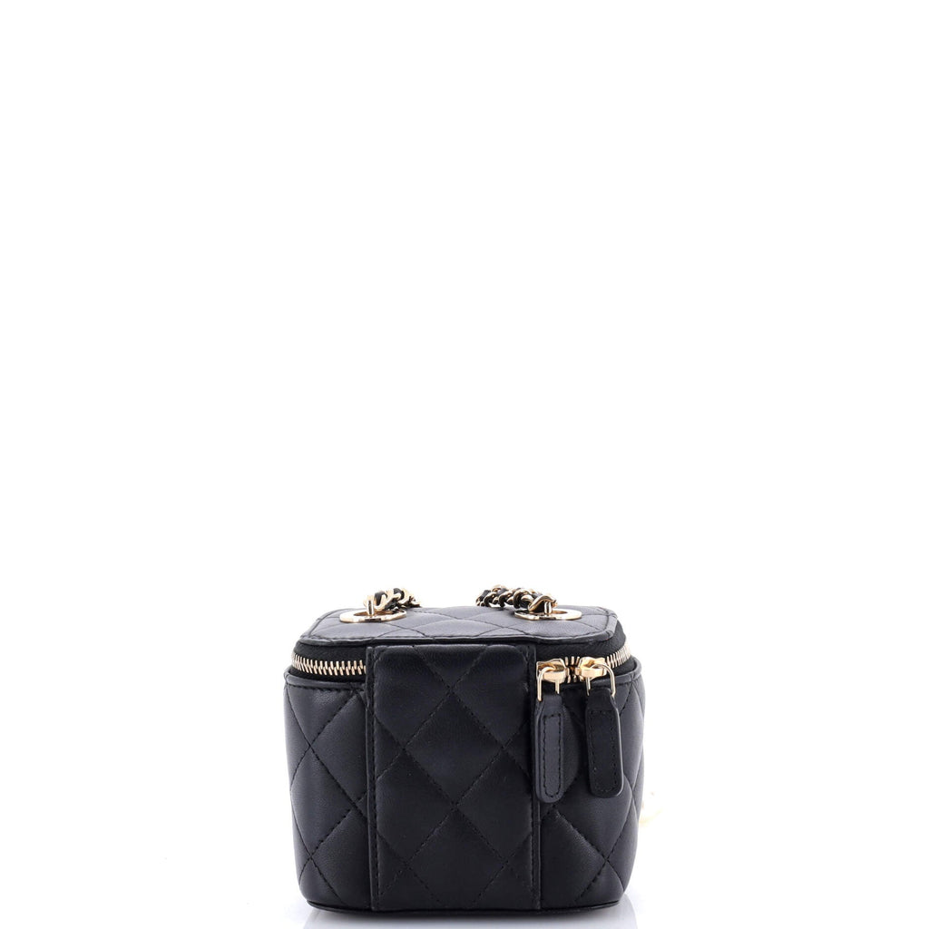 Vanity Case with Pearl Chain Quilted Lambskin Mini