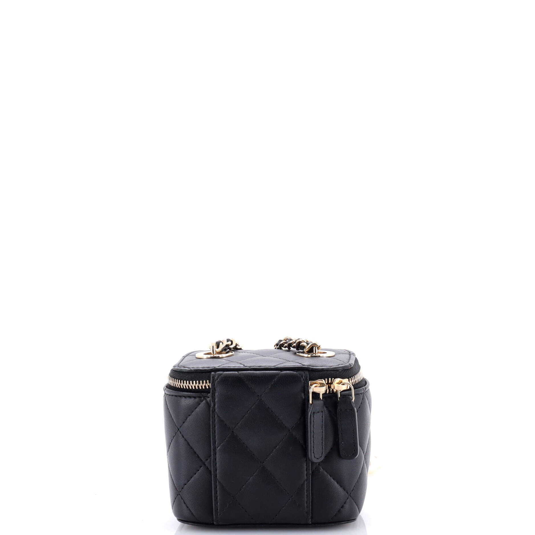 Vanity Case with Pearl Chain Quilted Lambskin Mini