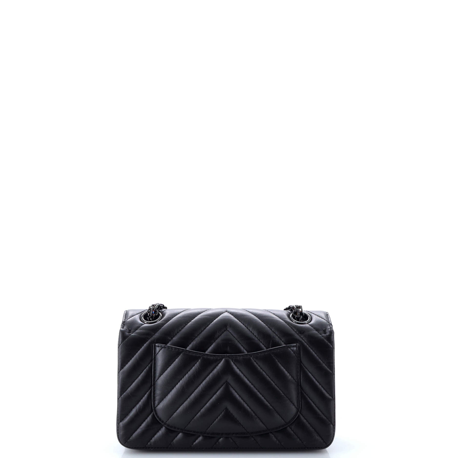 So Black Reissue 2.55 Flap Bag Chevron Aged Calfskin Mini