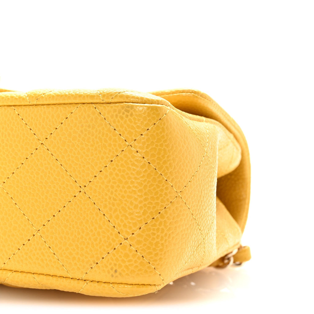 Caviar Quilted Mini Rectangular Flap Yellow