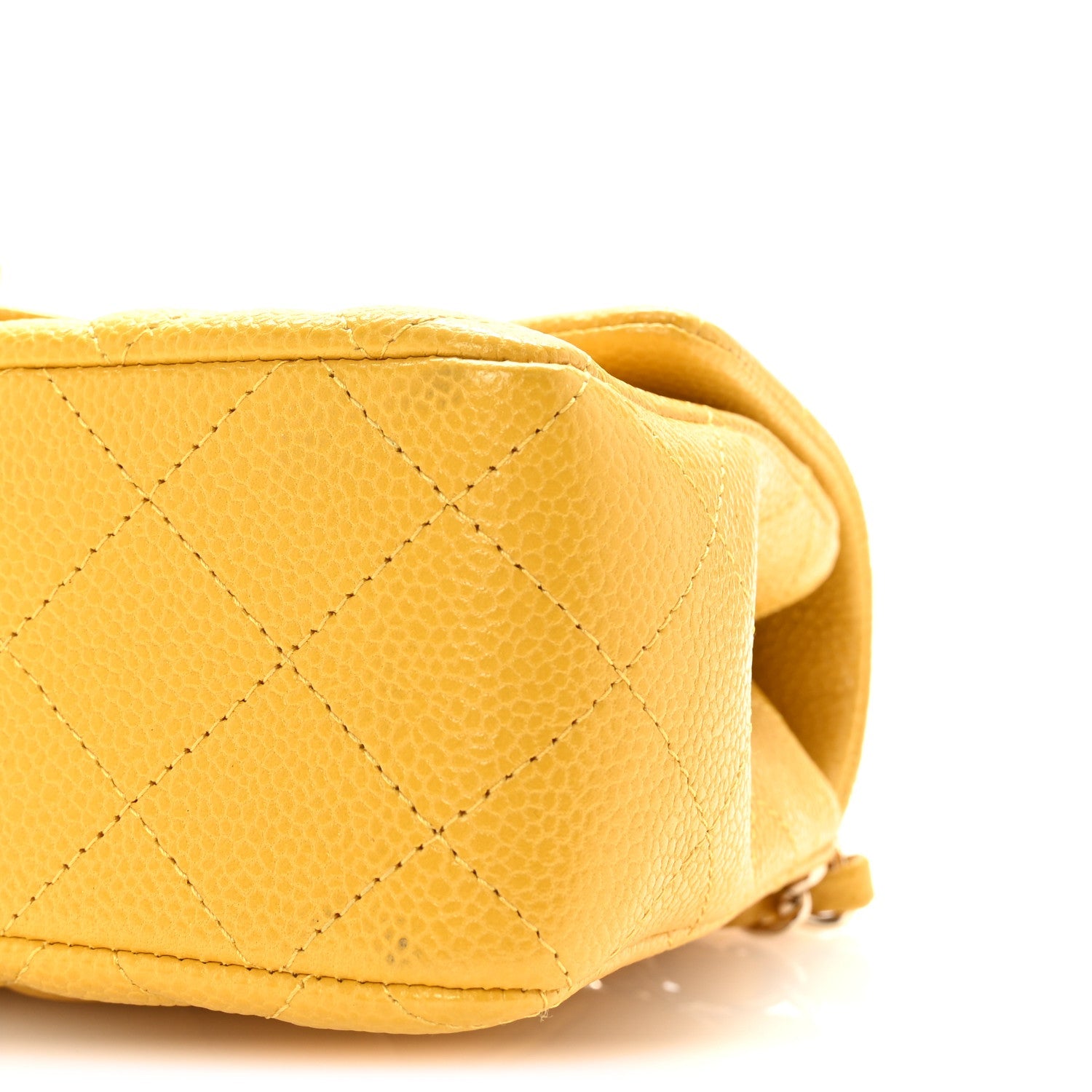 Caviar Quilted Mini Rectangular Flap Yellow