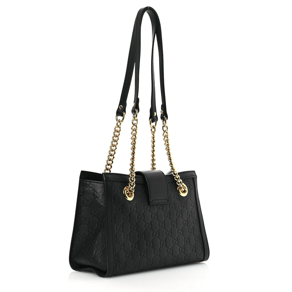 Guccissima Small Padlock Tote Black