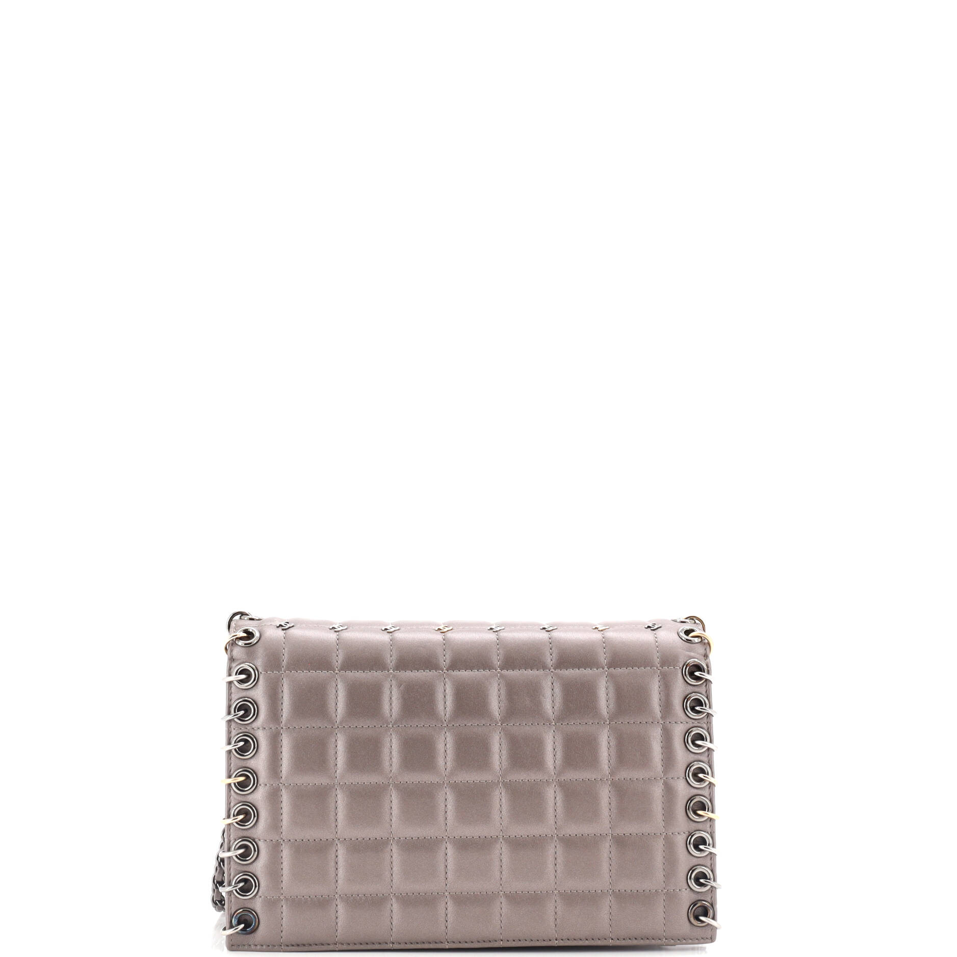 Metal CC Signature Clutch on Chain Embellished Quilted Leather Small