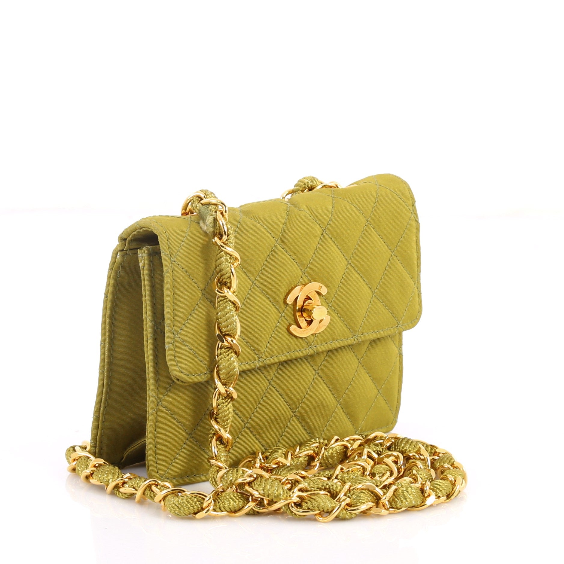 Vintage Square Flap Bag Quilted Fabric Mini