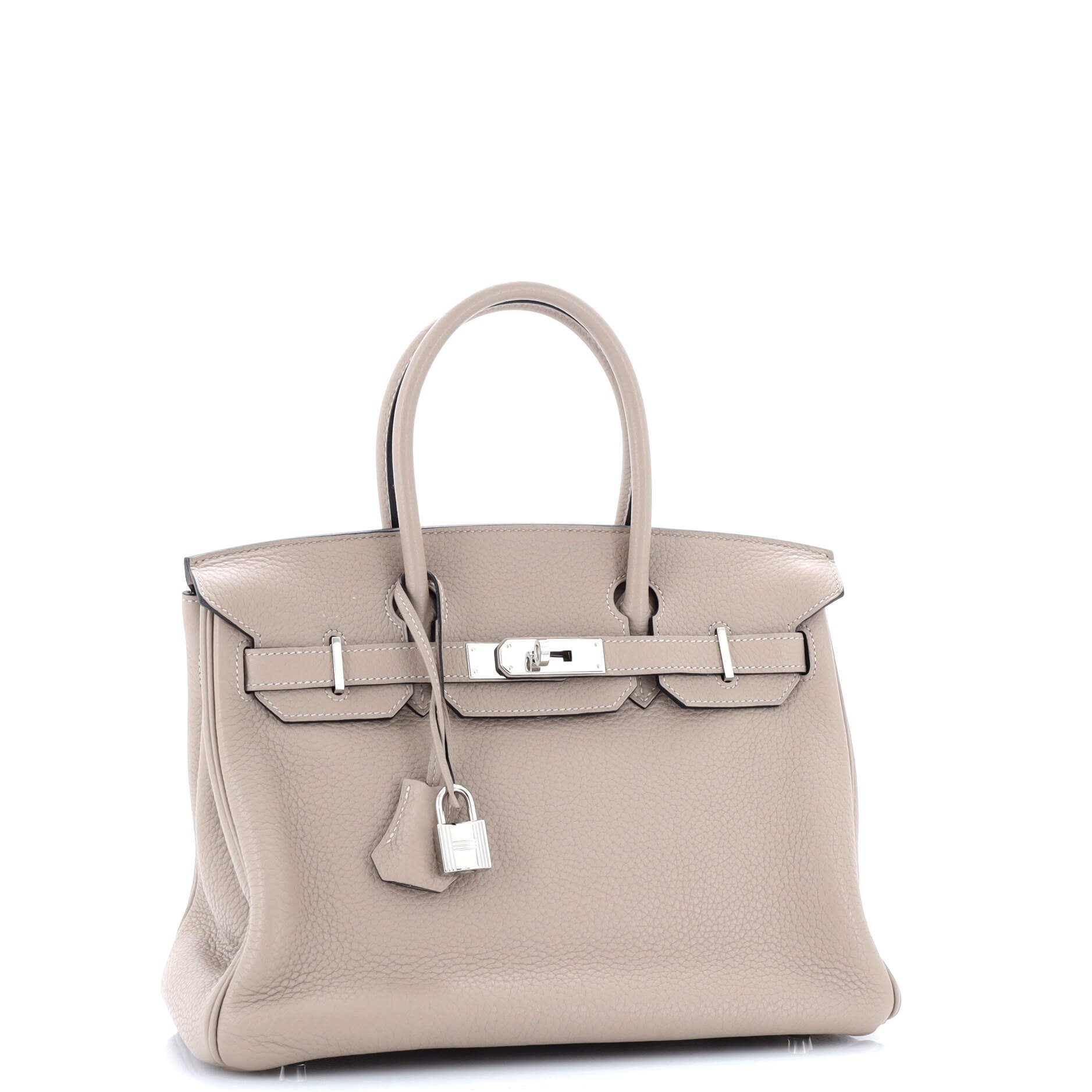 Birkin Handbag Grey Clemence with Palladium Hardware 30