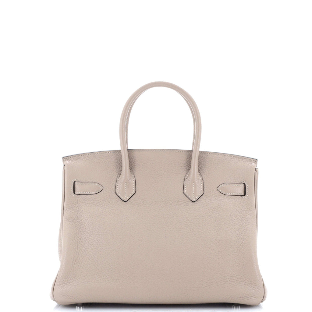 Birkin Handbag Grey Clemence with Palladium Hardware 30