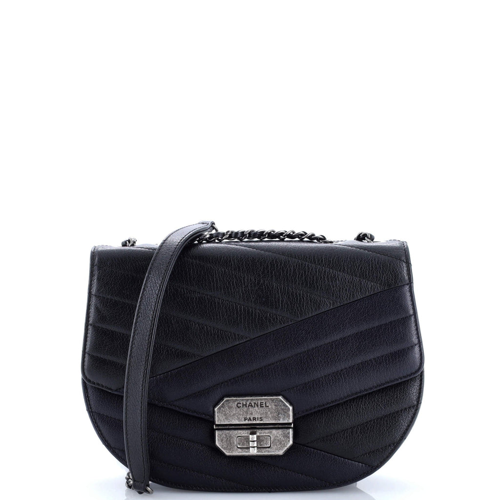 Gabrielle Saddle Crossbody Bag Chevron Goatskin Small
