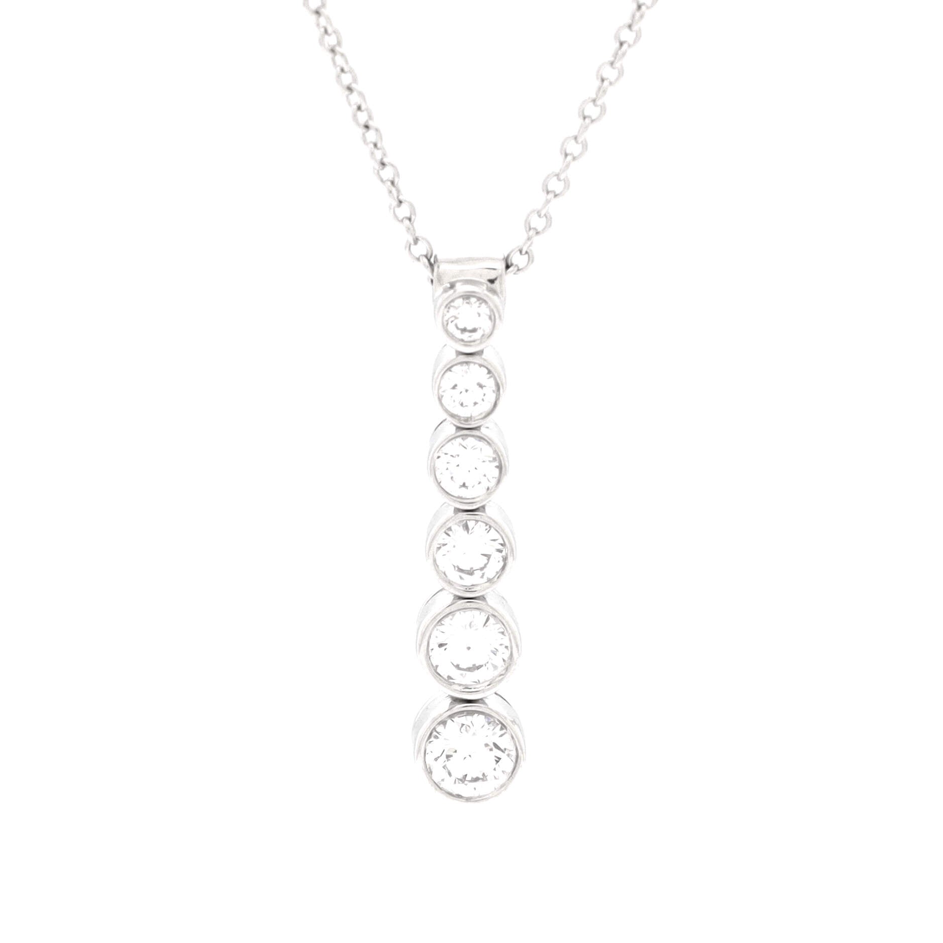 Jazz Graduated Drop Pendant Necklace Platinum and Diamonds