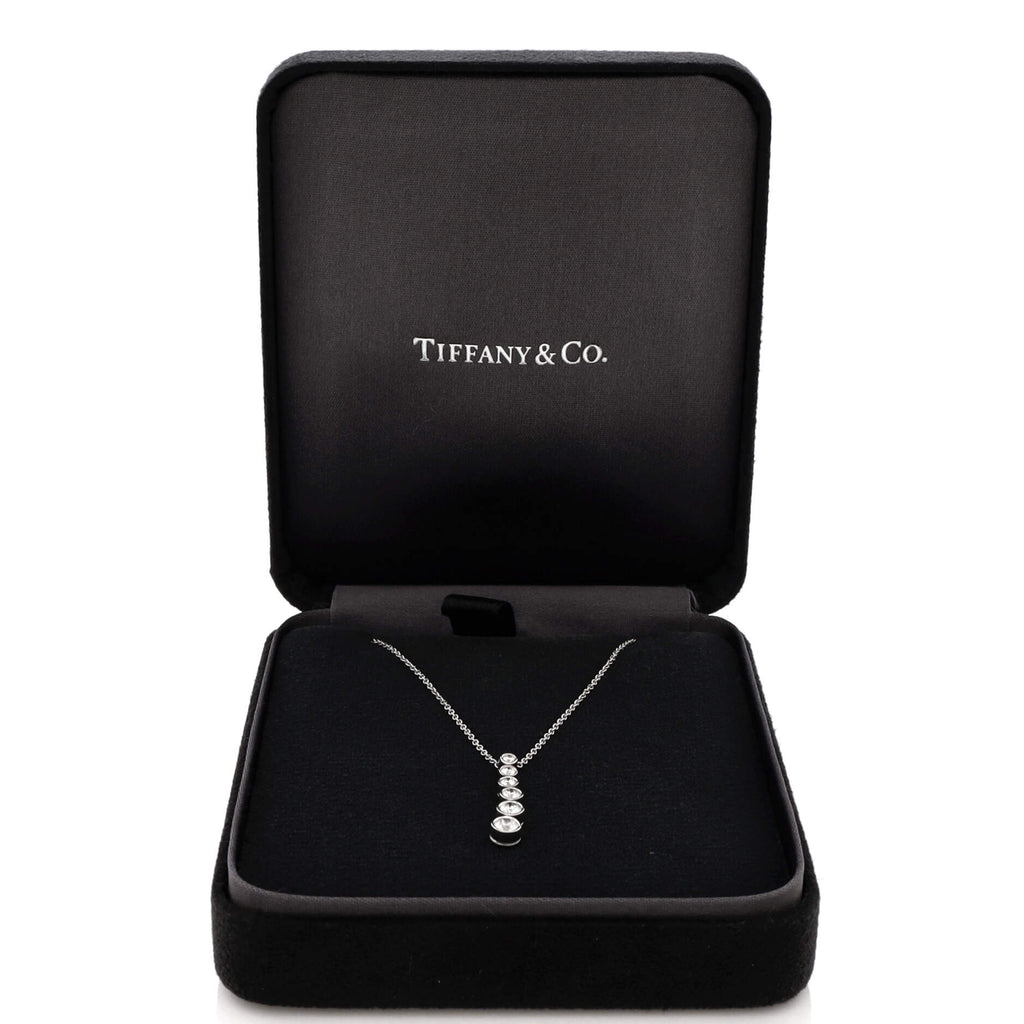 Jazz Graduated Drop Pendant Necklace Platinum and Diamonds