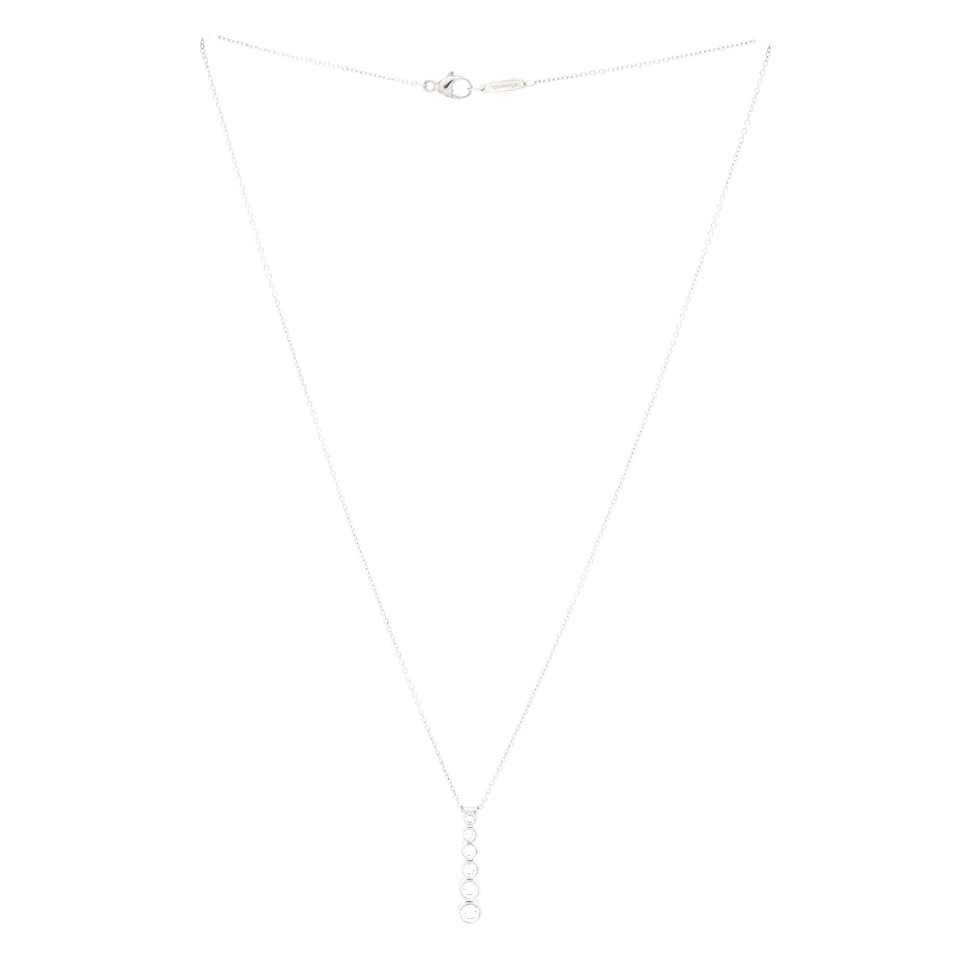 Jazz Graduated Drop Pendant Necklace Platinum and Diamonds