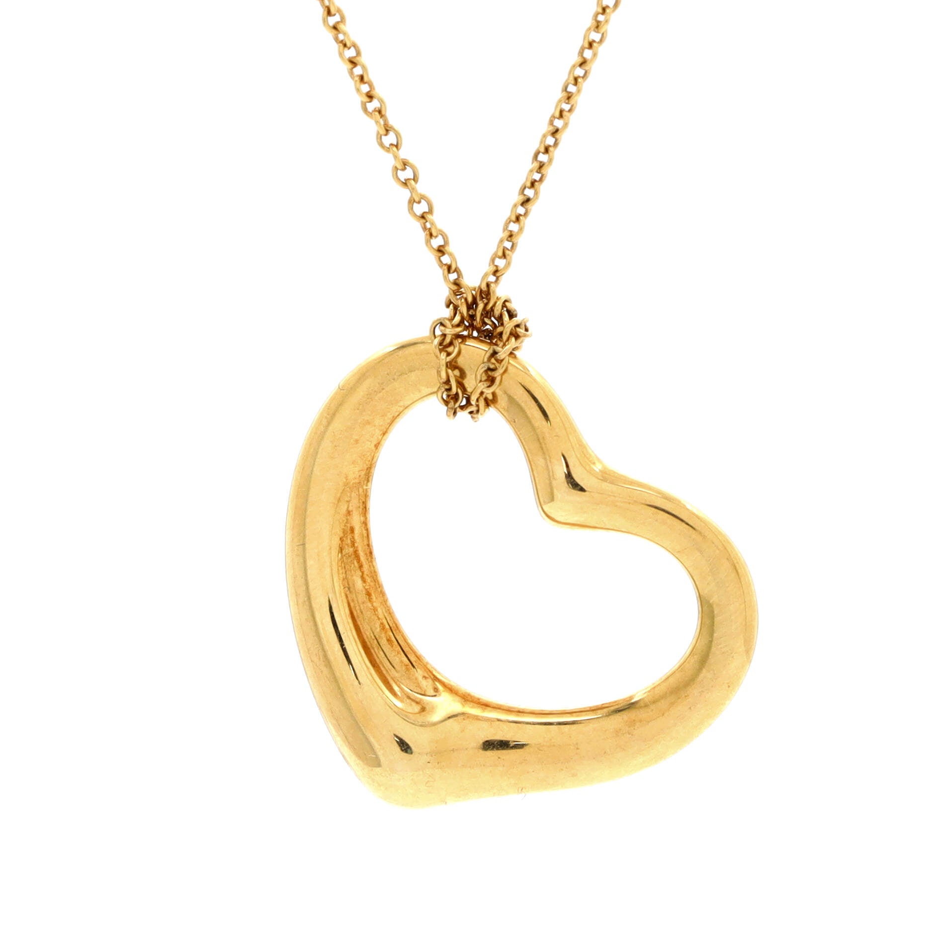 Elsa Peretti Open Heart Pendant Necklace 18K Yellow Gold 22mm