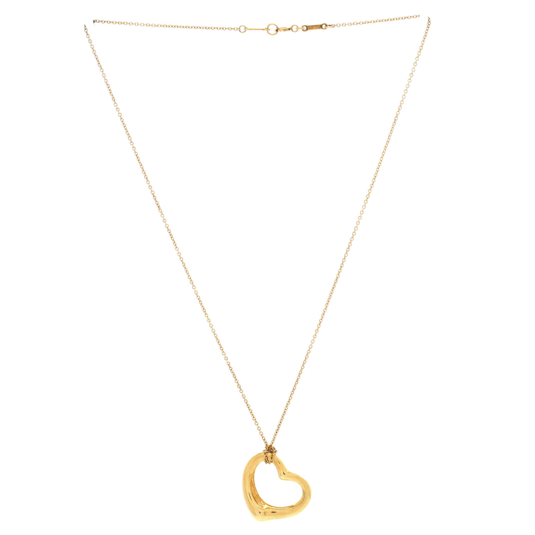 Elsa Peretti Open Heart Pendant Necklace 18K Yellow Gold 22mm