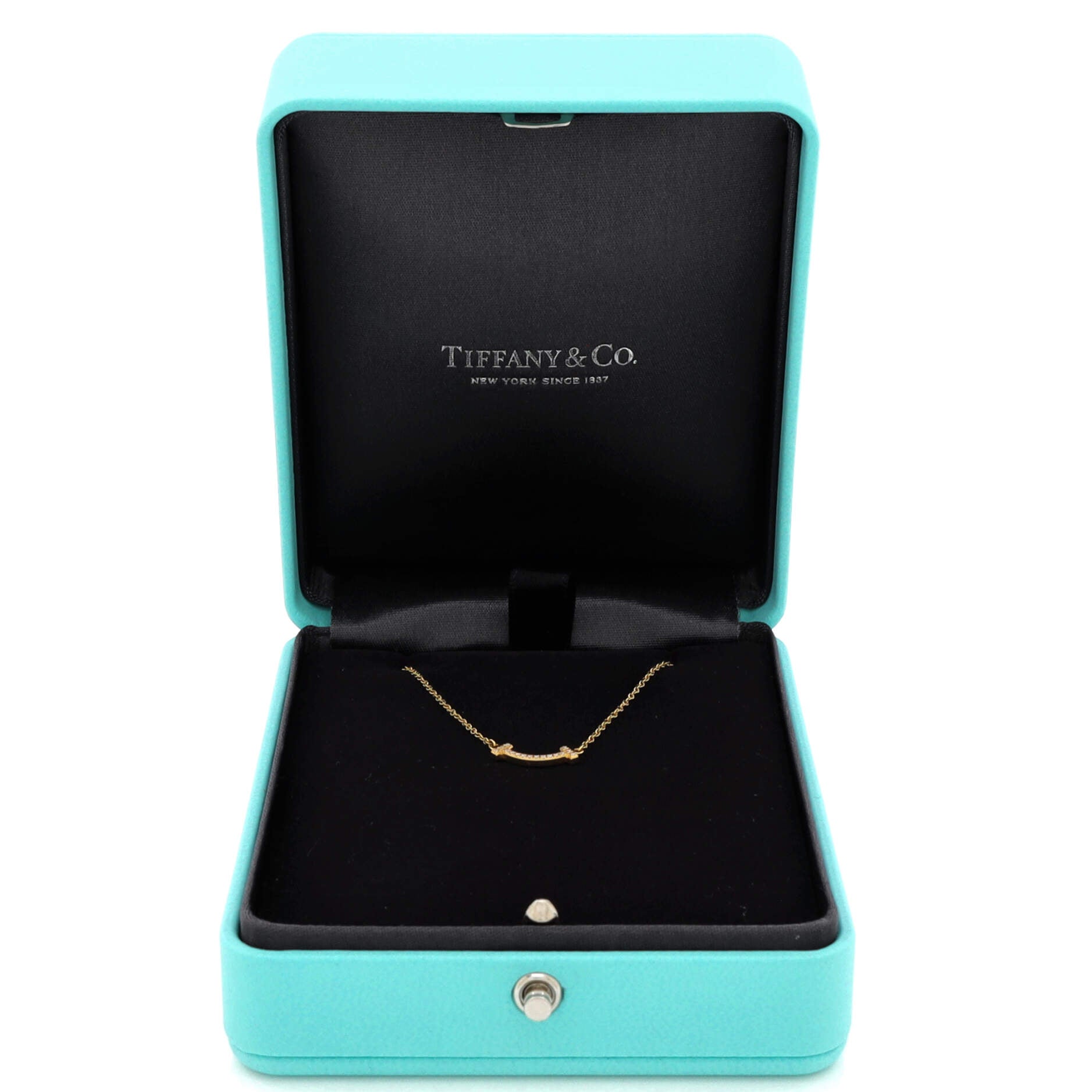 T Smile Pendant Necklace 18K Yellow Gold with Diamonds Mini