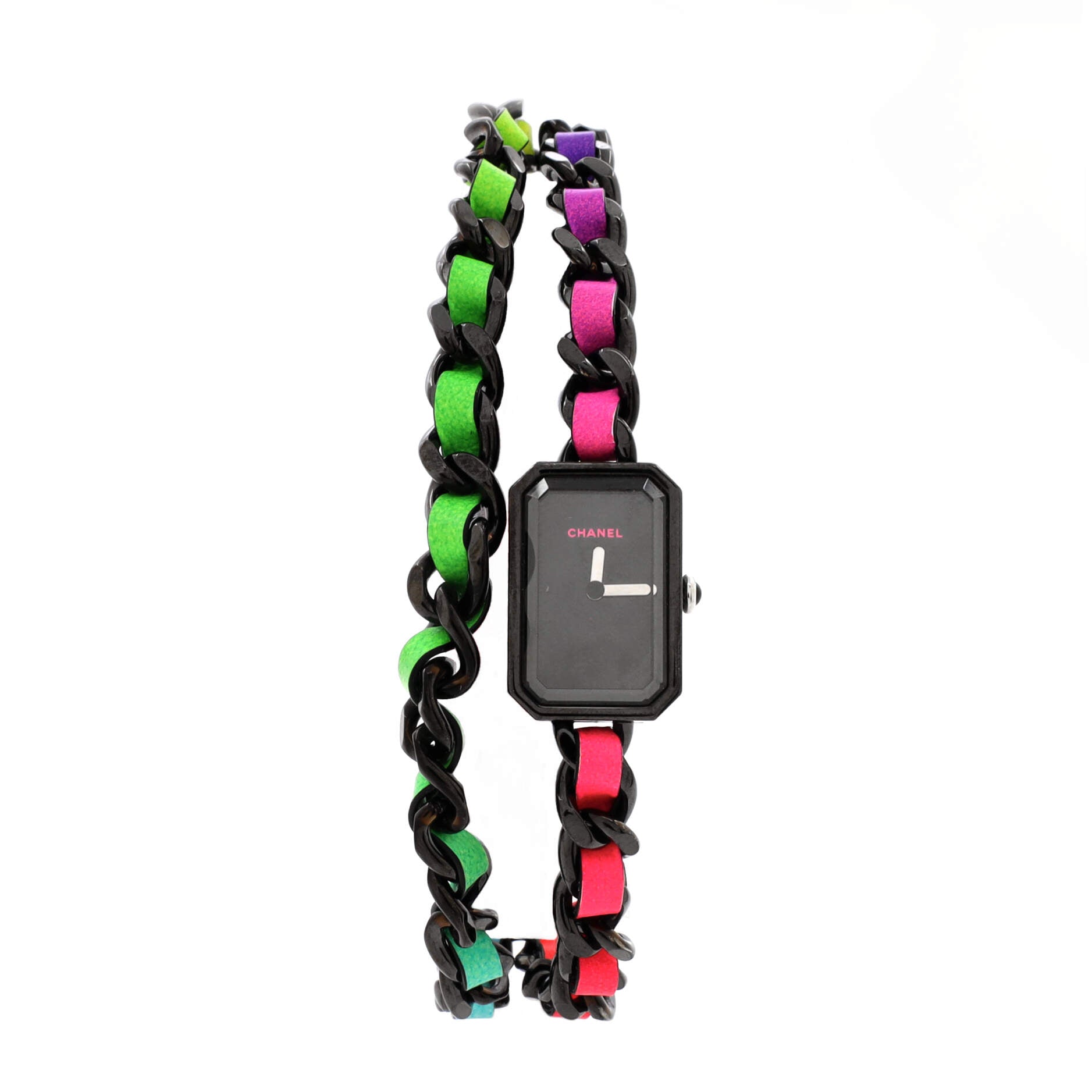 Premiere Rock Triple Row Quartz Watch Stainless Steel and Multicolor Leather 16