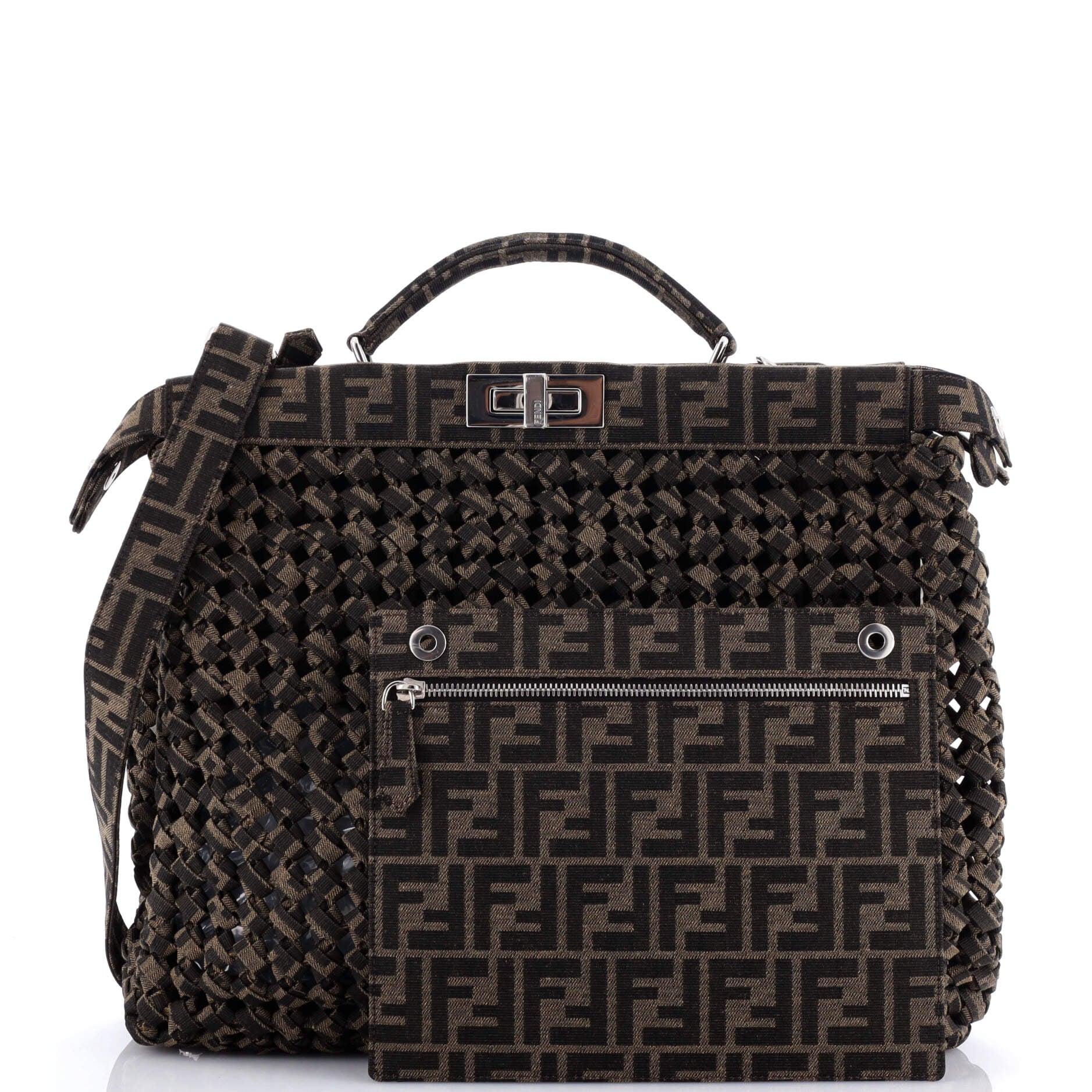Peekaboo Bag Woven Zucca Canvas Medium