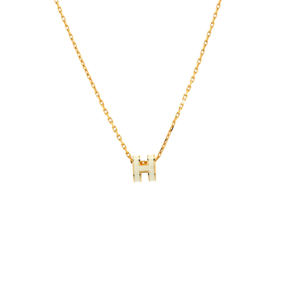 Pop H Pendant Chain Necklace Metal and Enamel Mini