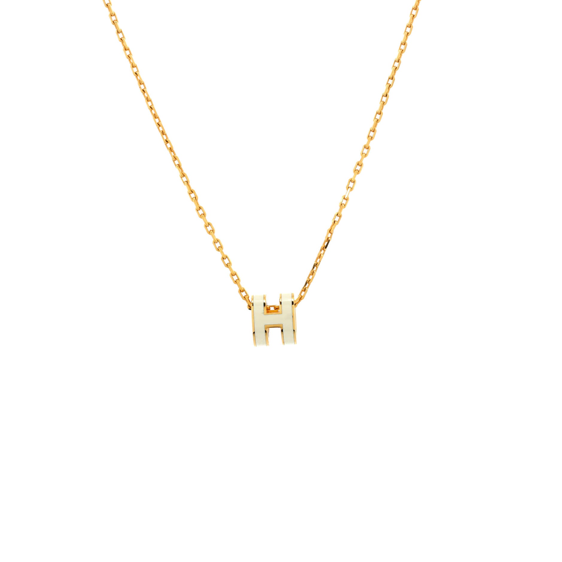 Pop H Pendant Chain Necklace Metal and Enamel Mini