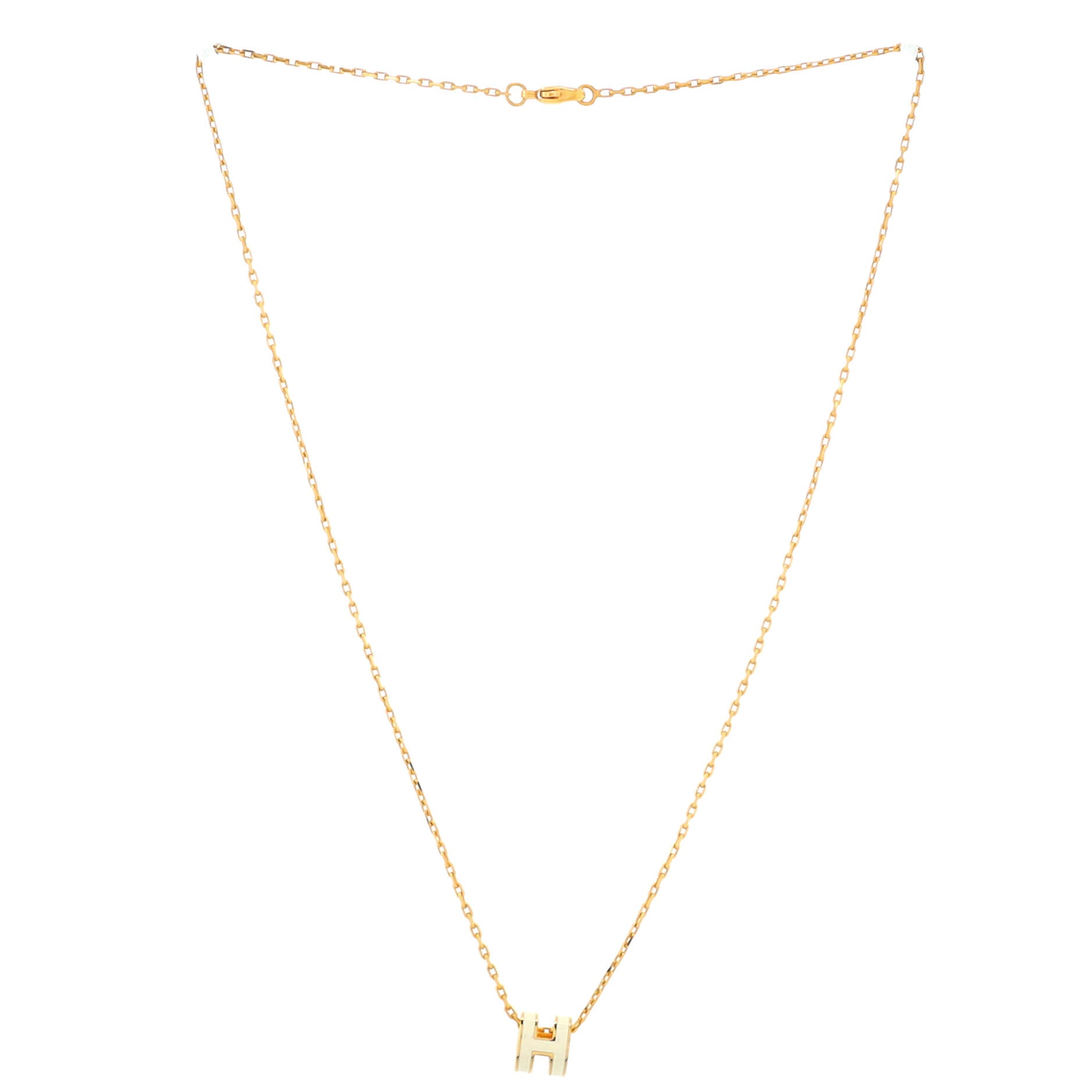 Pop H Pendant Chain Necklace Metal and Enamel Mini