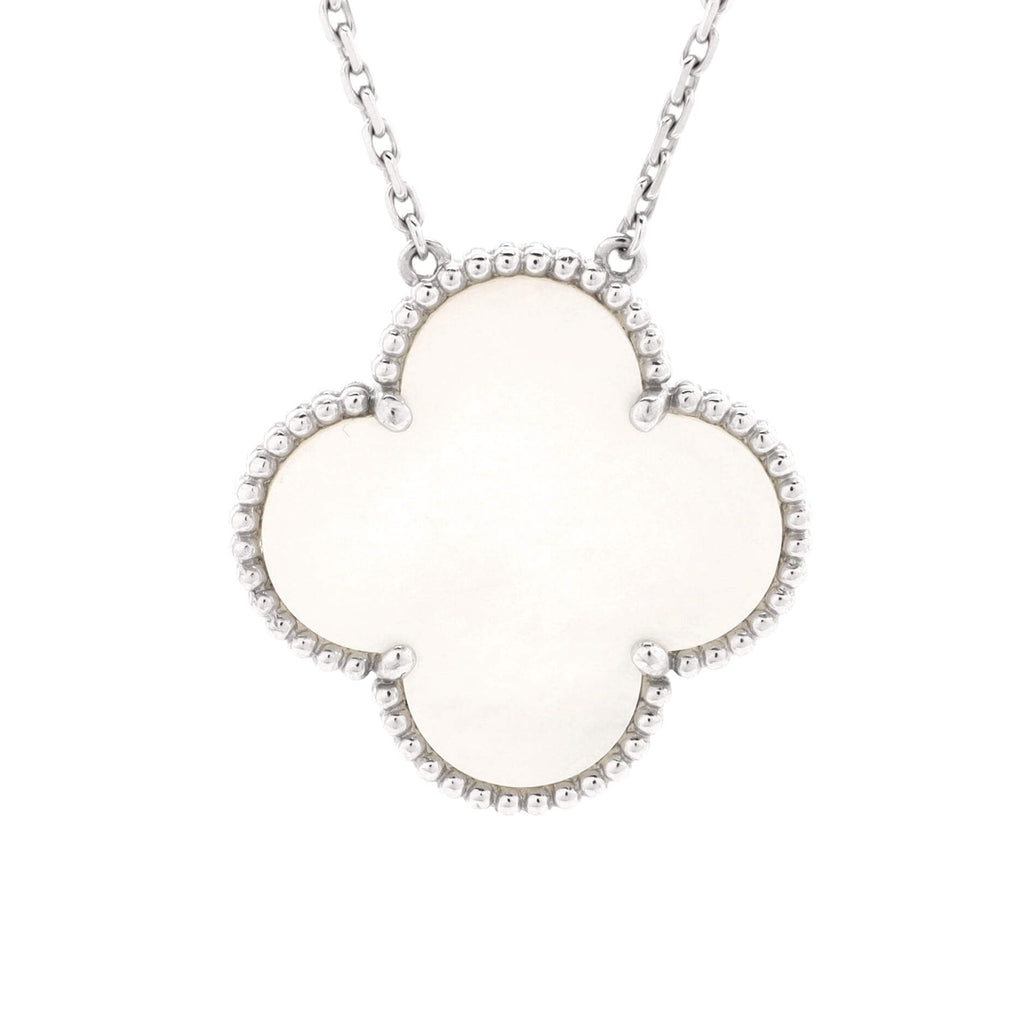 Magic Alhambra Pendant Necklace 18K White Gold and Mother of Pearl
