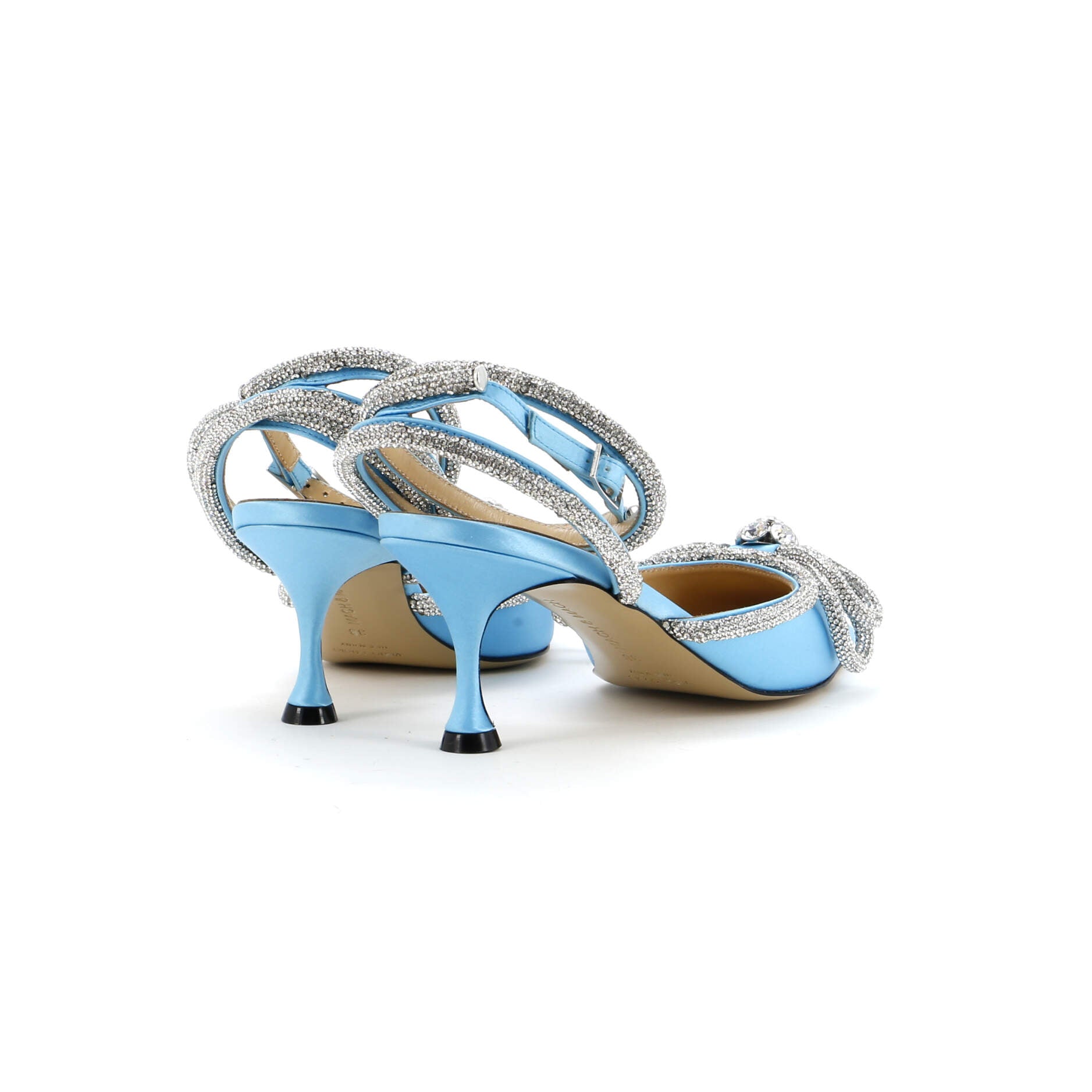 Women's Double Bow Ankle Strap Pumps Satin 75