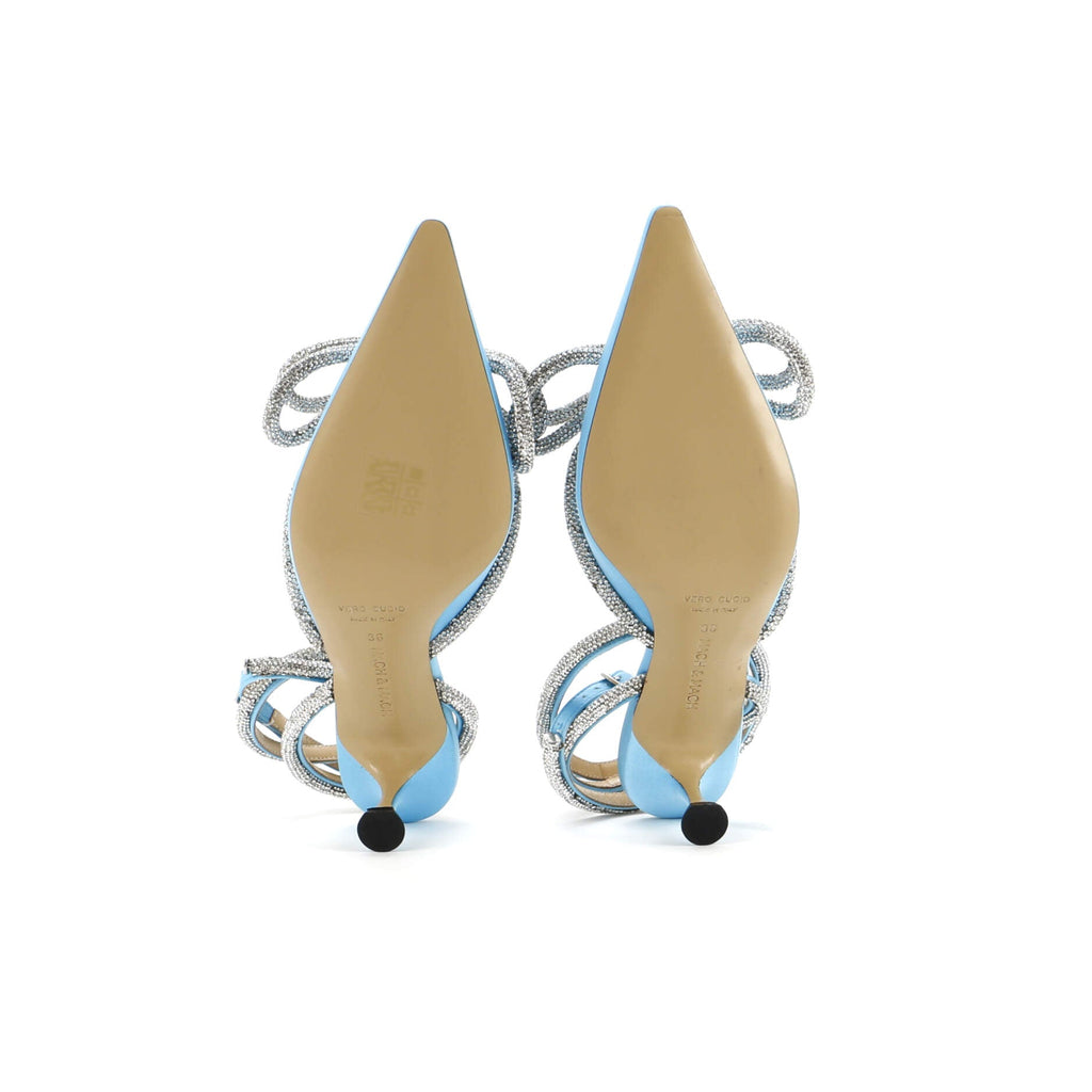 Women's Double Bow Ankle Strap Pumps Satin 75