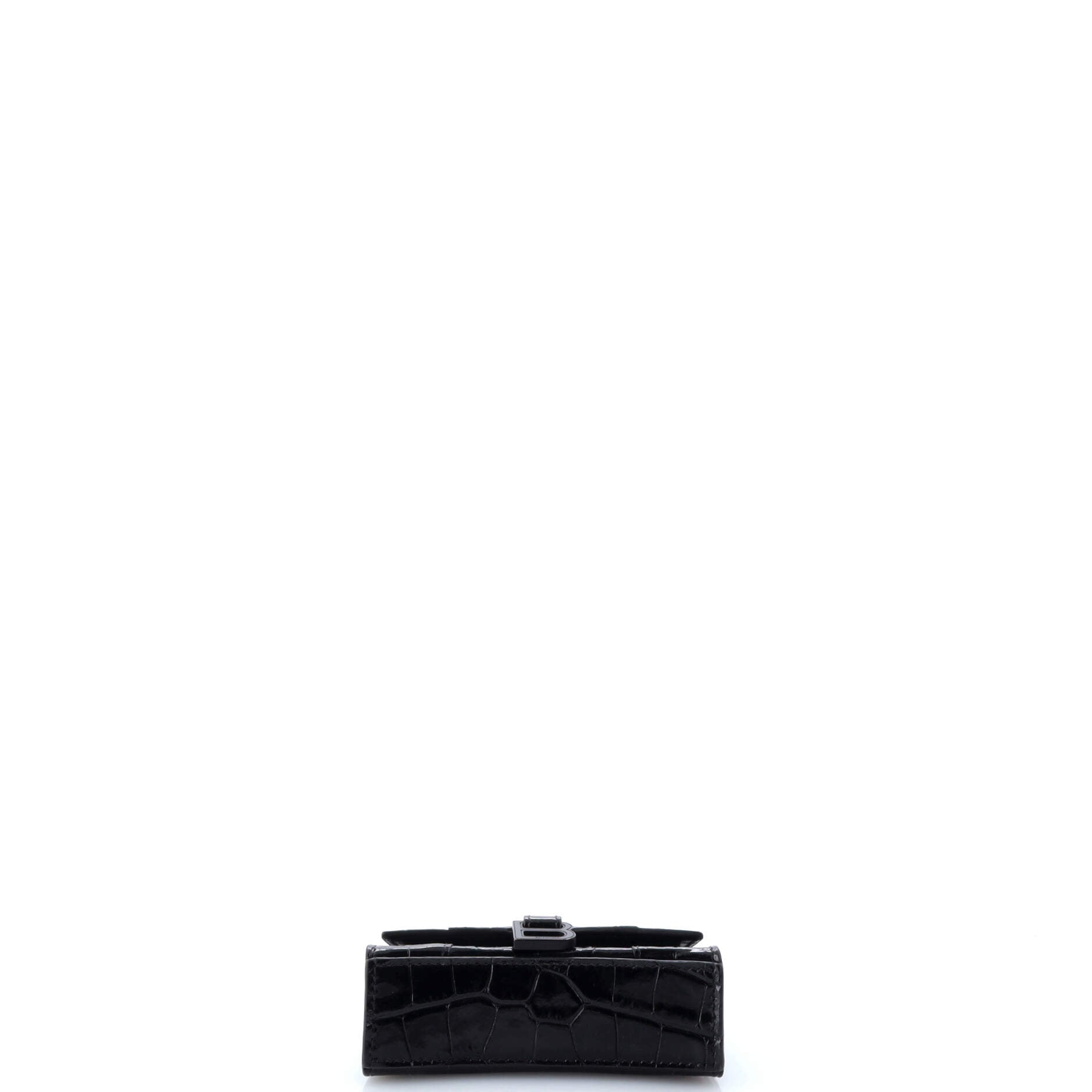 Hourglass Top Handle Bag Crocodile Embossed Leather Mini