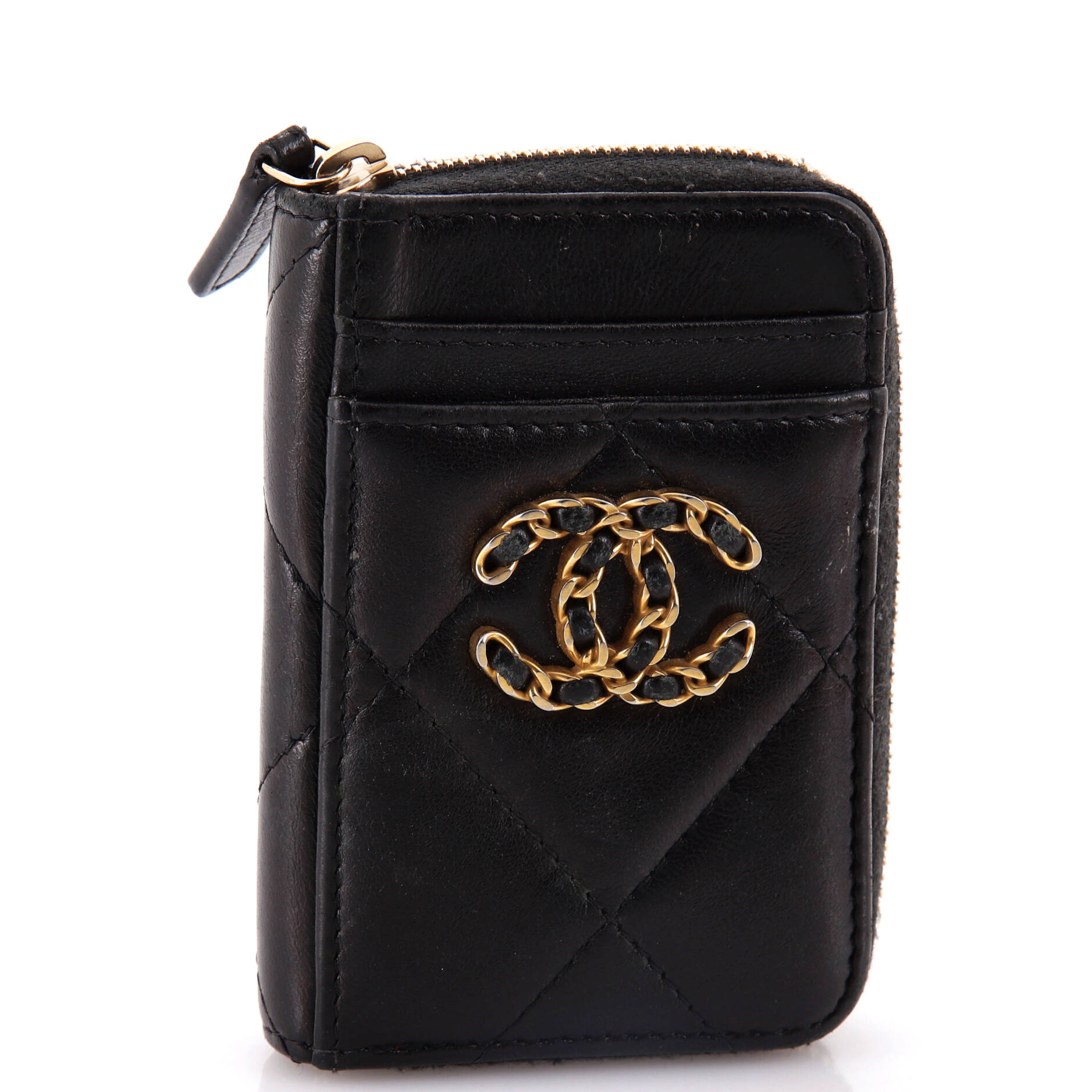 19 Card Holder Zip Coin Purse Quilted Lambskin