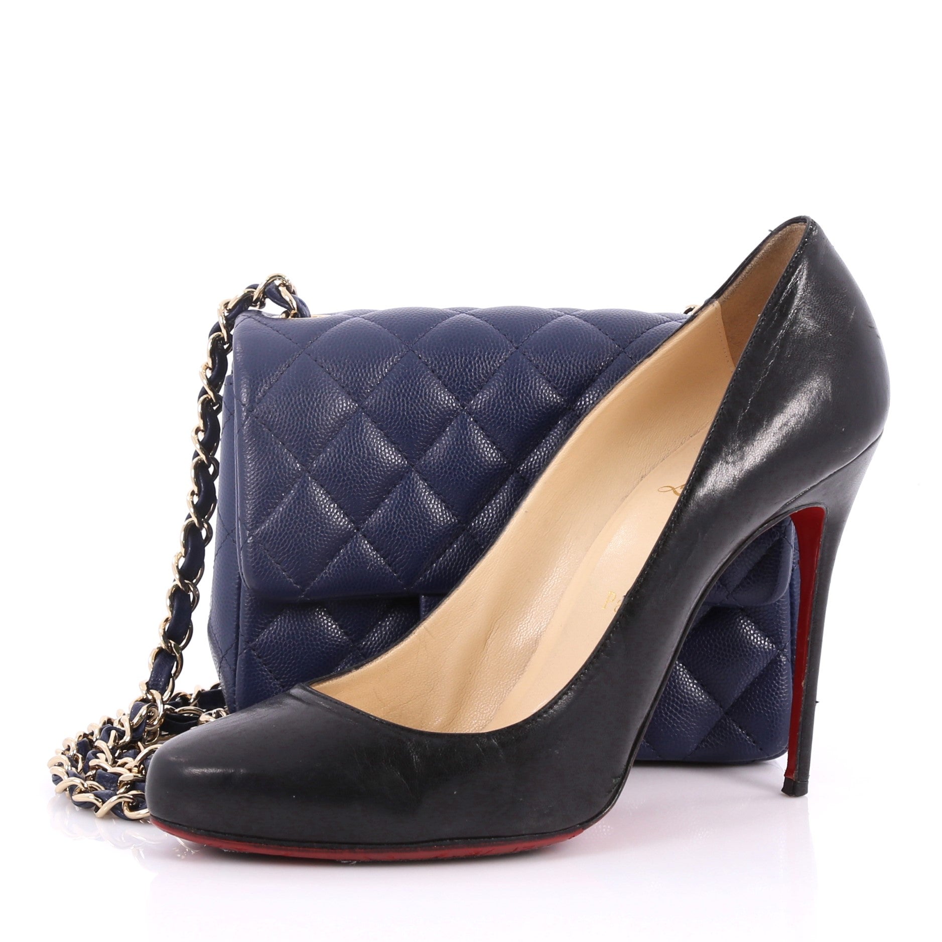 Square Classic Single Flap Bag Quilted Caviar Mini