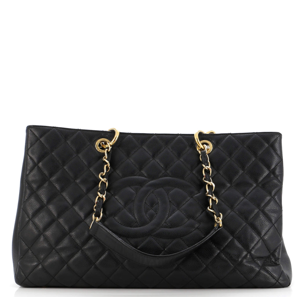 Grand Shopping Tote Quilted Caviar XL
