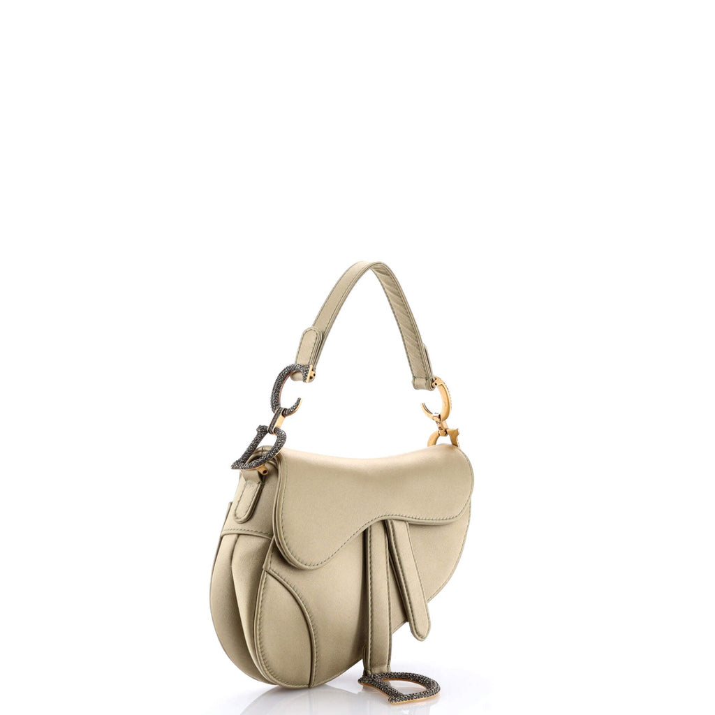 Saddle Handbag Satin with Crystals Mini