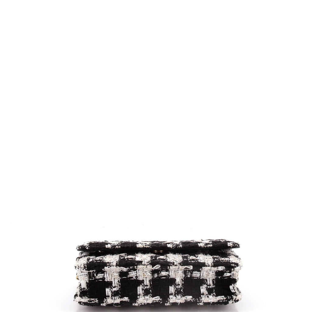 Wallet on Chain Quilted Houndstooth Tweed and Ribbon