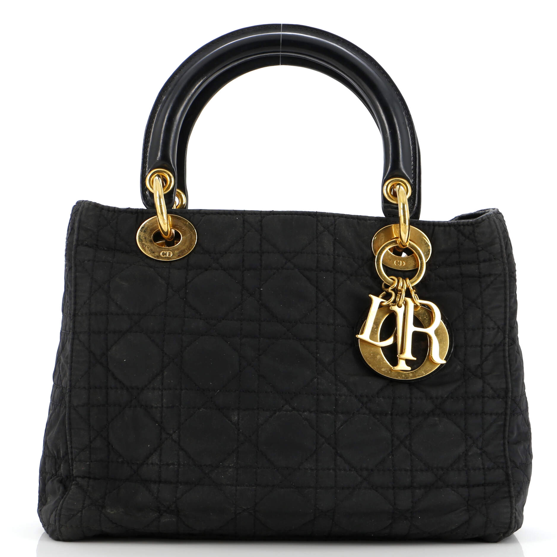 Vintage Lady Dior Bag Cannage Quilt Nylon Medium