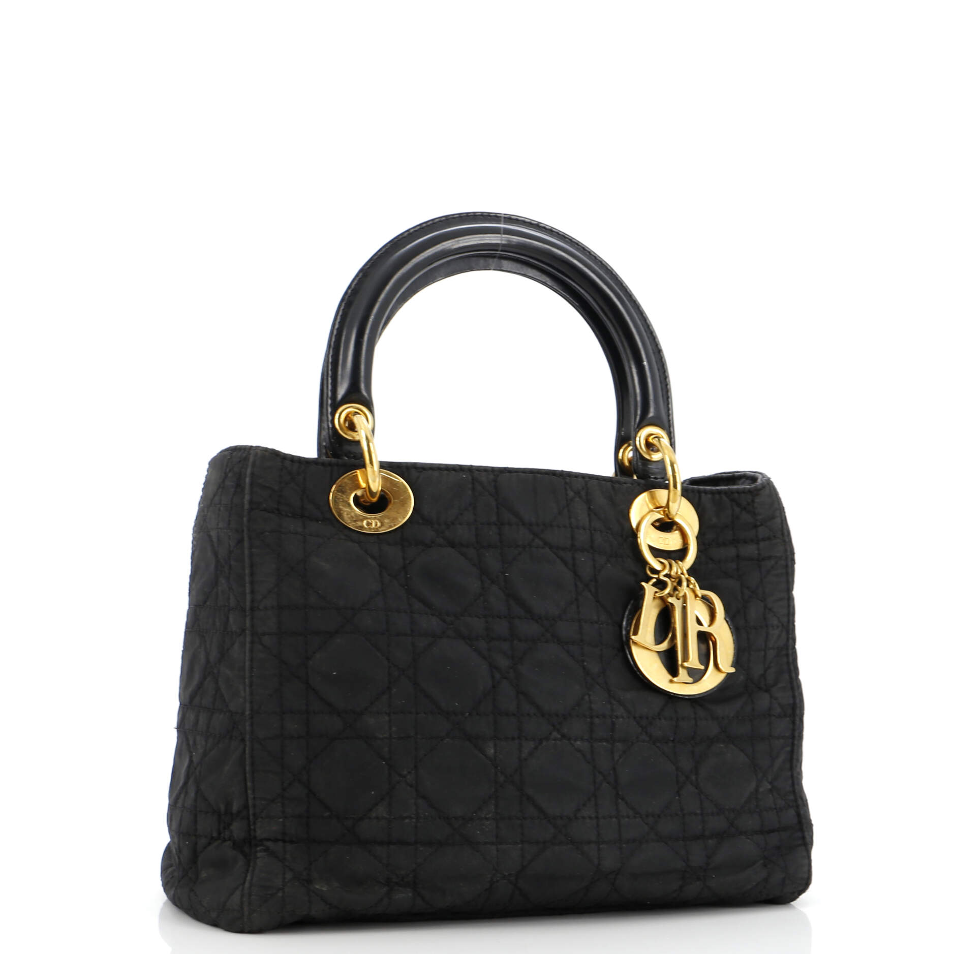 Vintage Lady Dior Bag Cannage Quilt Nylon Medium