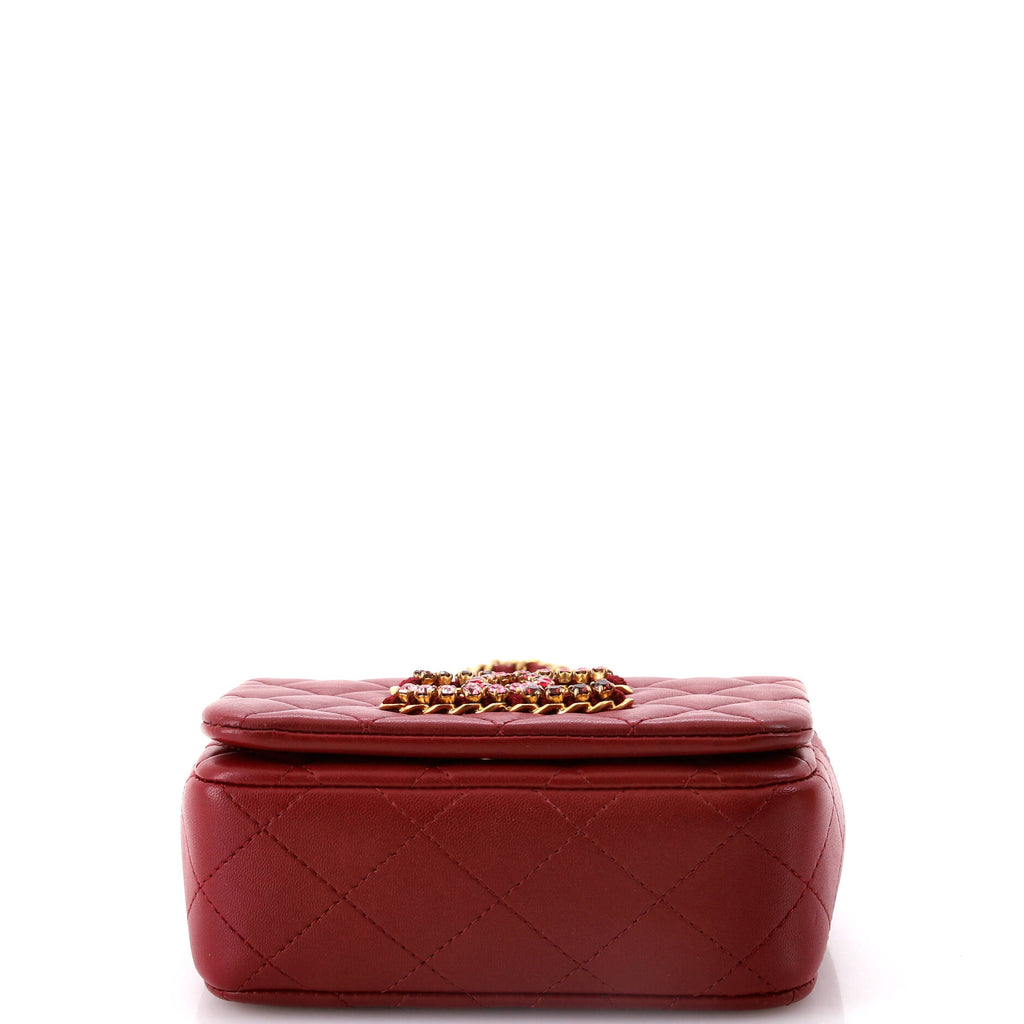 Crystal CC Full Flap Bag Quilted Lambskin Mini