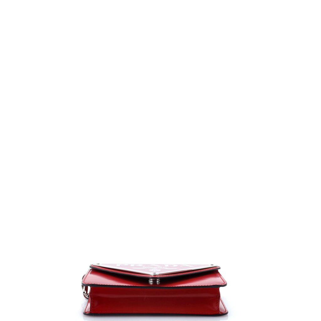 Maxi Triangle Logo Chain Flap Bag Brushed Leather Small