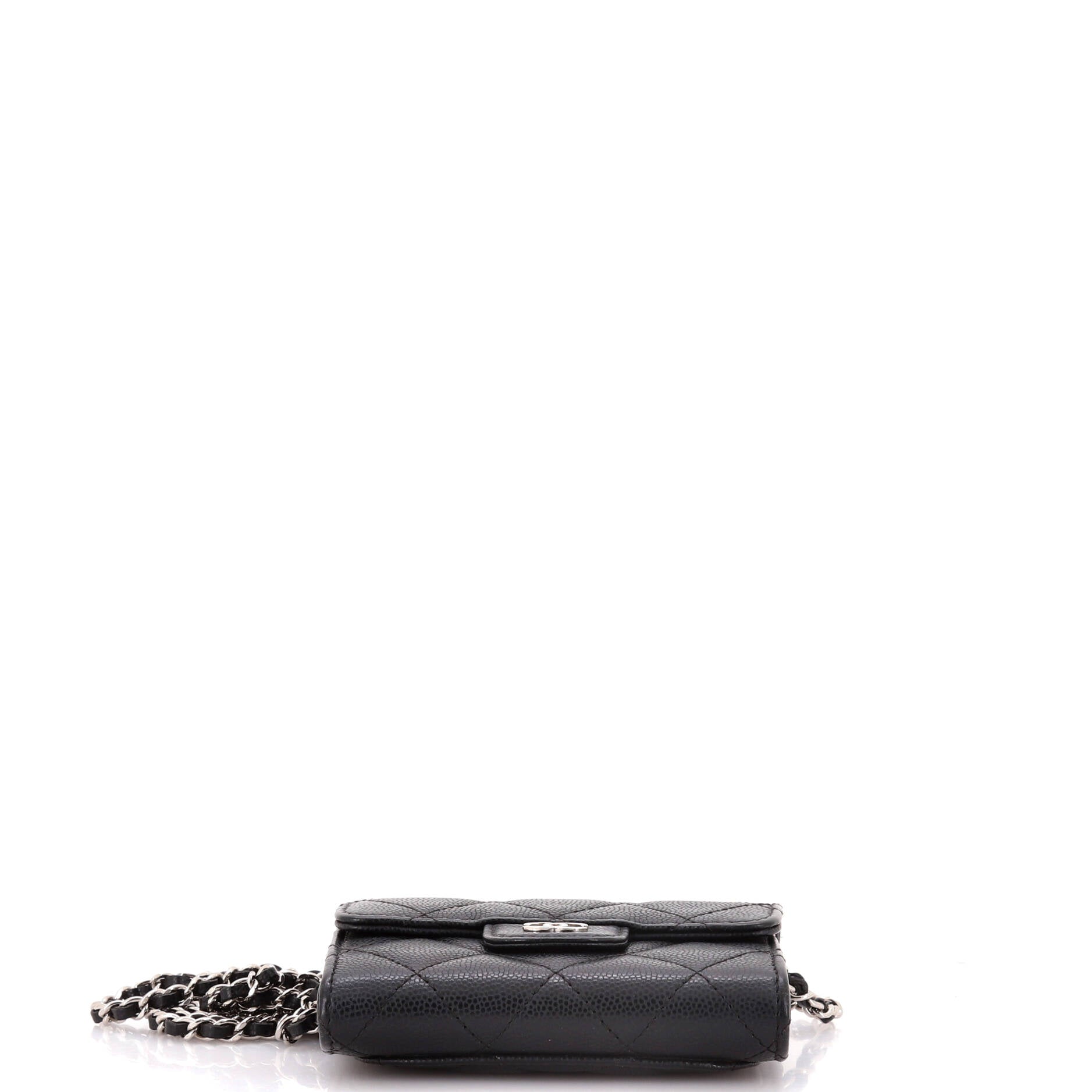Classic Flap Card Holder on Chain Quilted Caviar Mini