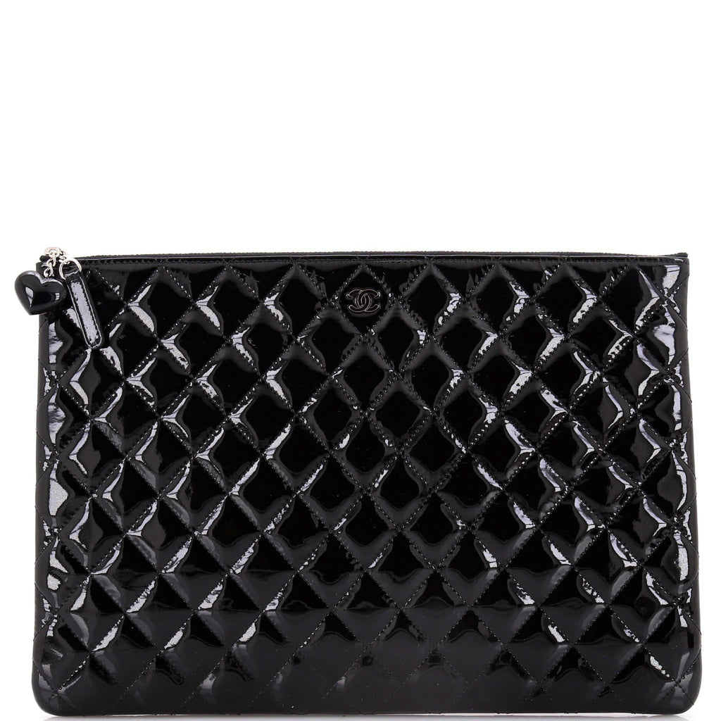 Valentine Hearts O Case Clutch Quilted Patent Large