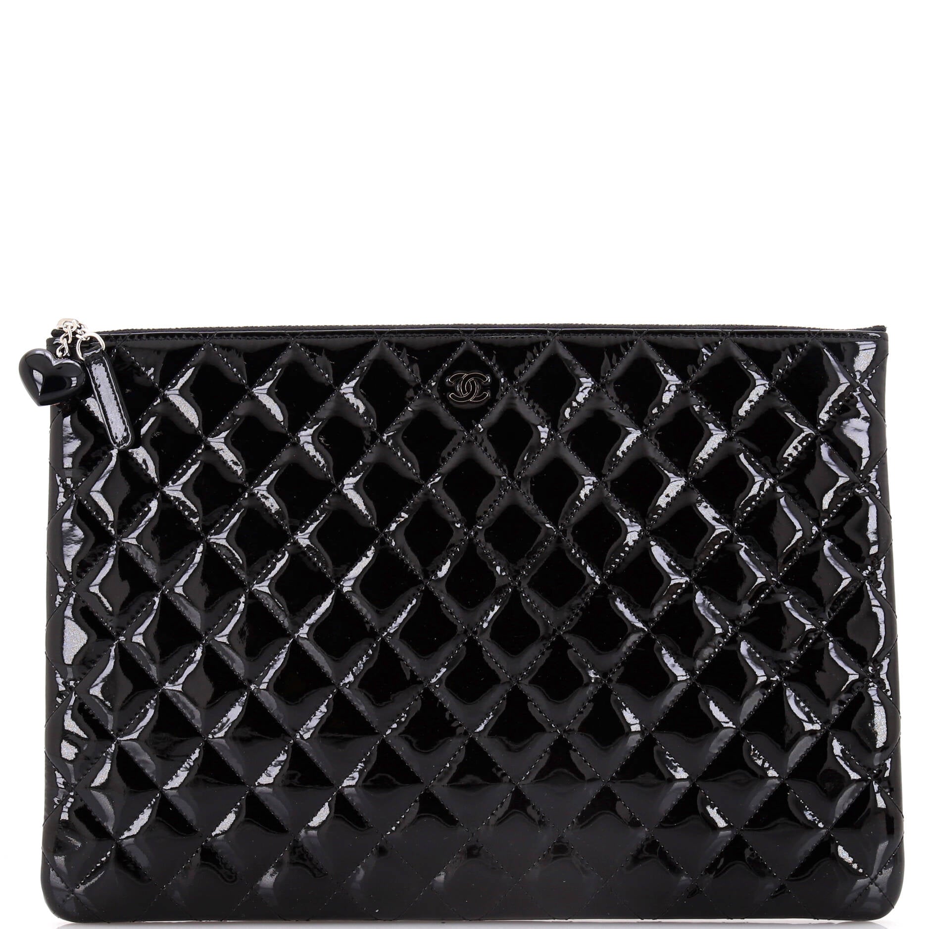 Valentine Hearts O Case Clutch Quilted Patent Large