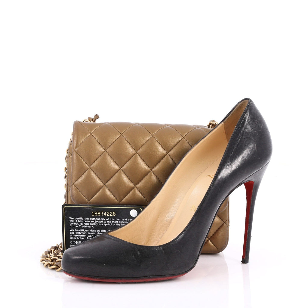 Square Classic Single Flap Bag Quilted Lambskin Mini