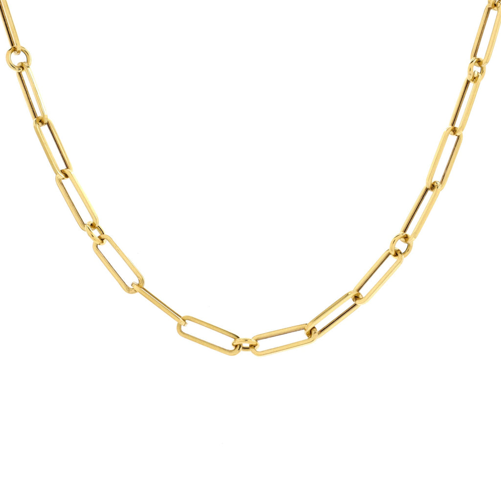 Paper Clip Chain Necklace 18K Yellow Gold 17"